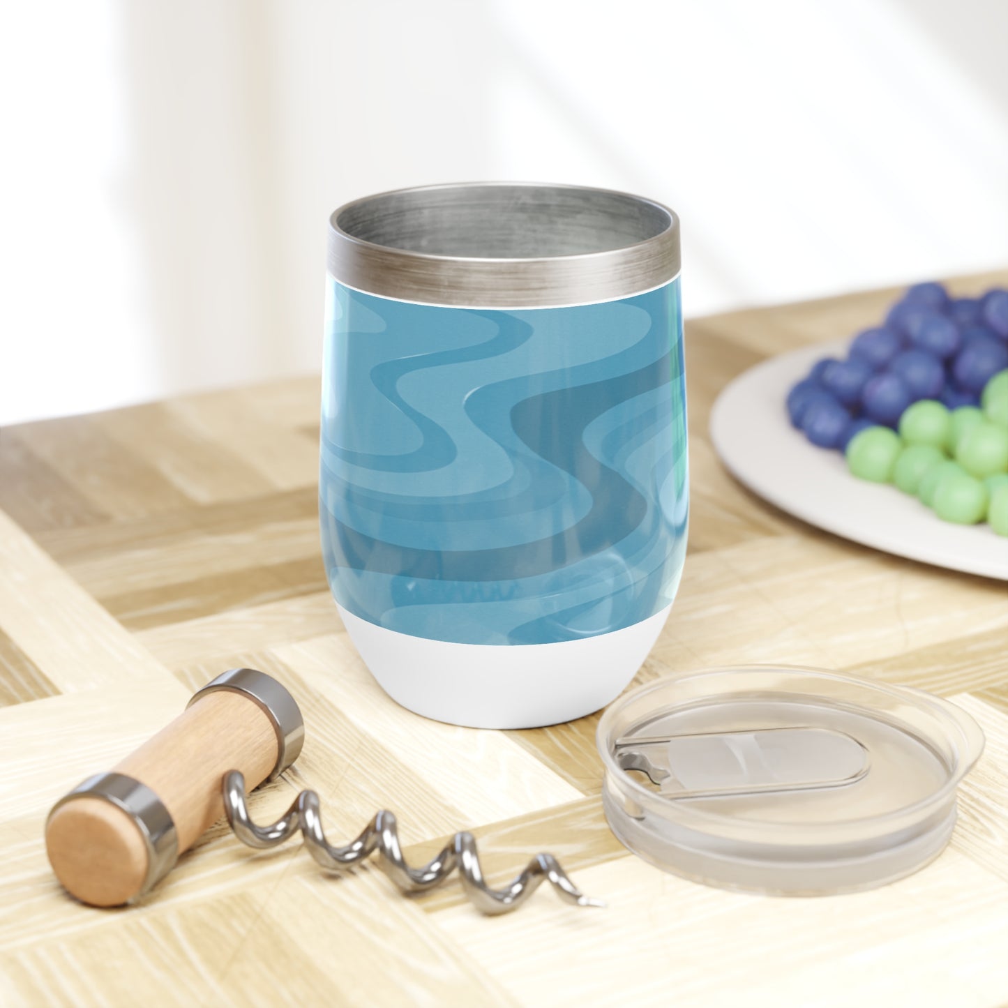 Sky Blue Wavey 12 oz Chill Wine Tumbler
