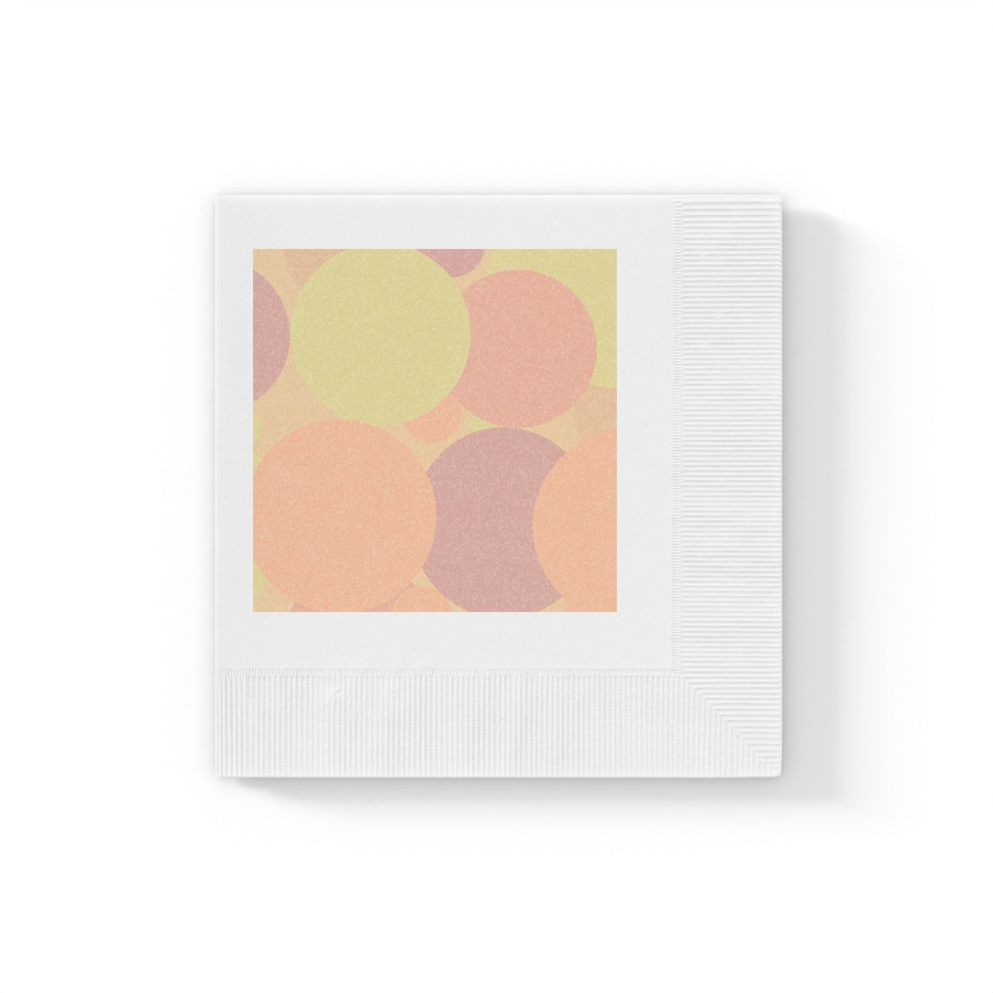 Pastel Hot Peach Patches White Coined Napkins, 4.8" x 4.8"