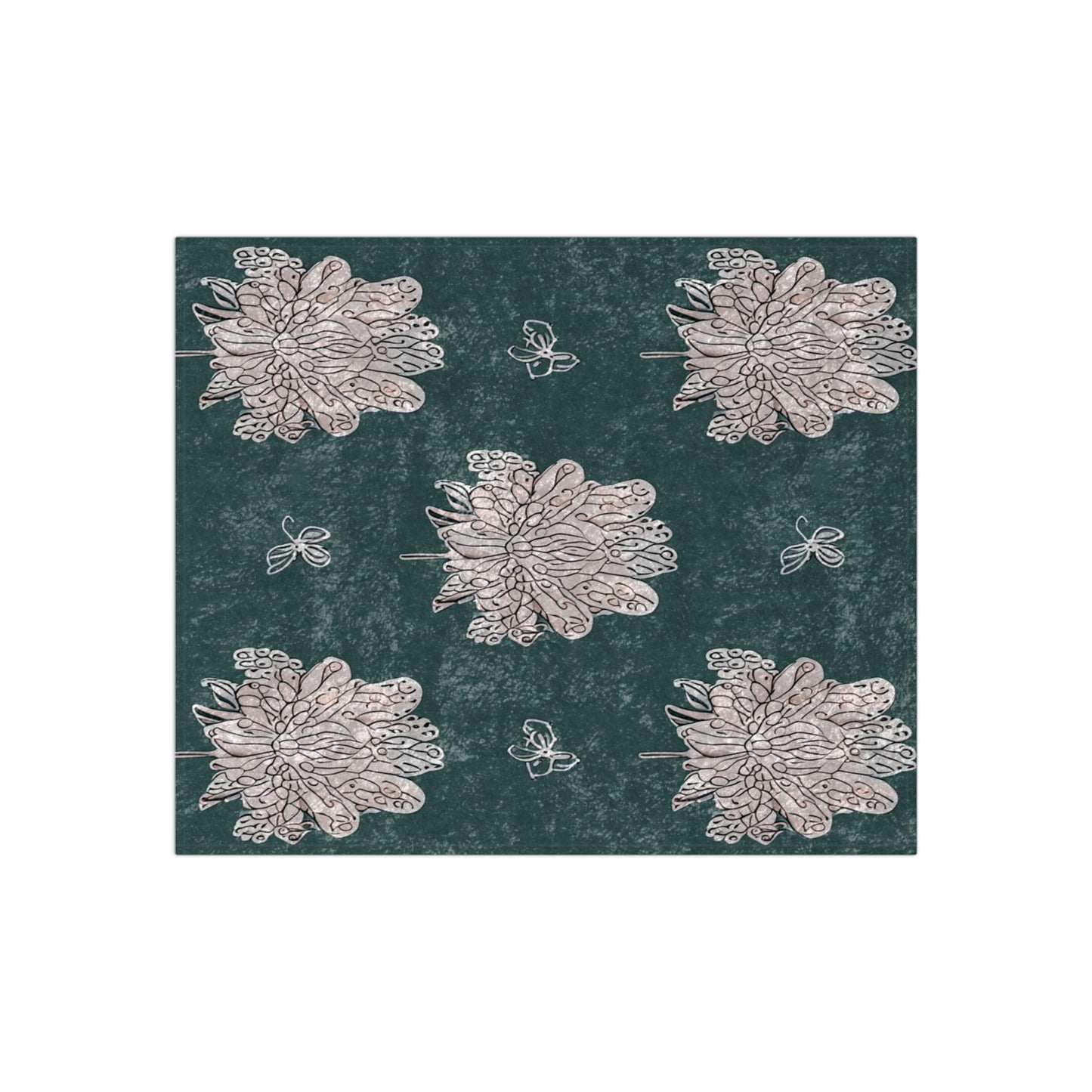 Soft White Floral Butterflies 50" x 60" Crushed Velvet Blanket