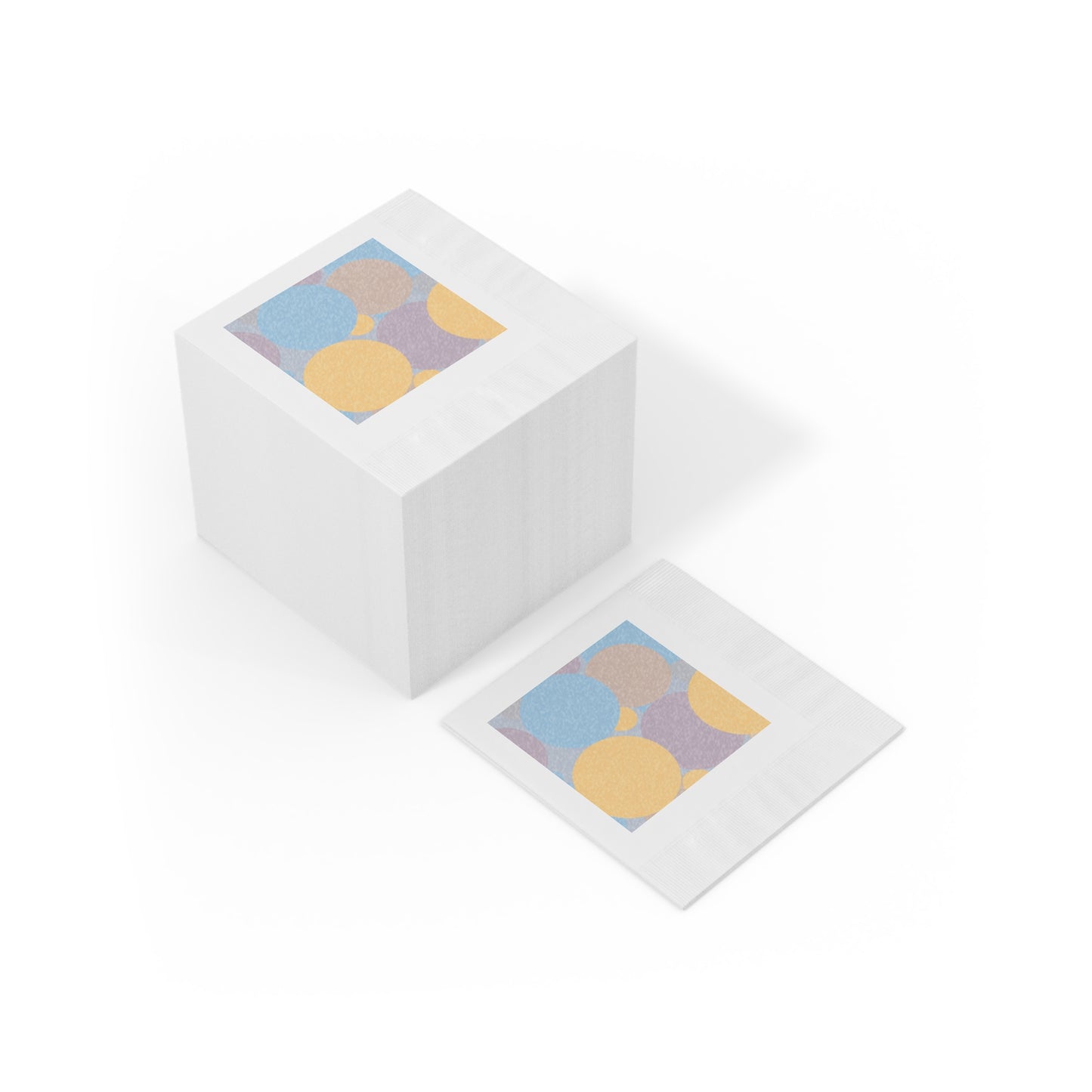 Pastel Baby Blue and Peach Patches White Coined Napkins, 4.8" x 4.8"