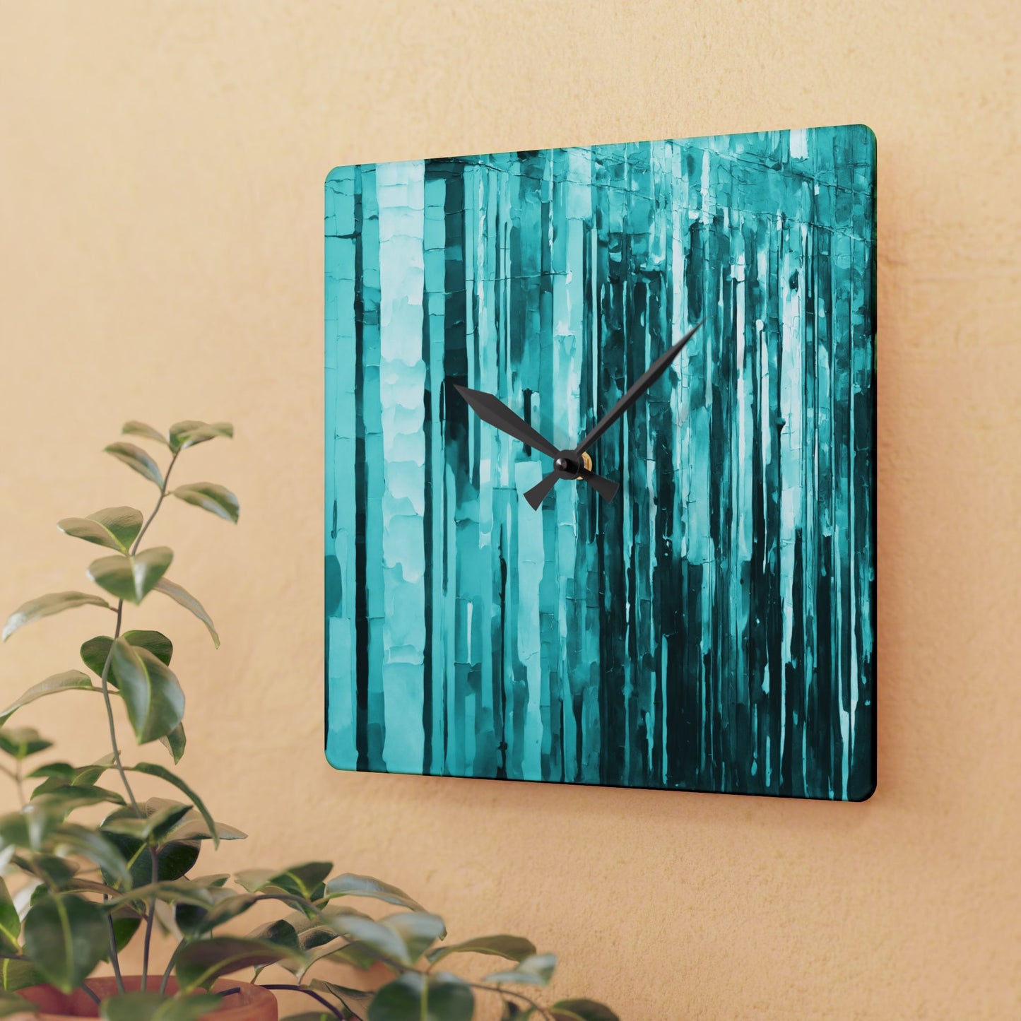 Striped Tif Acrylic Wall Clock, Round or Square, 10.75" x 10.75"