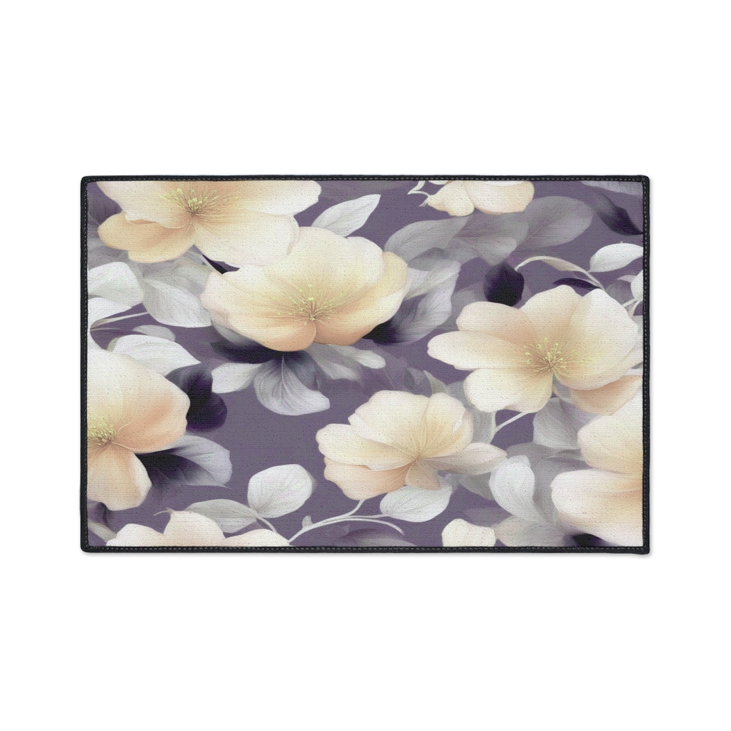 White Blush Floral Bunch Heavy Duty Floor Mat, 18" x 27"
