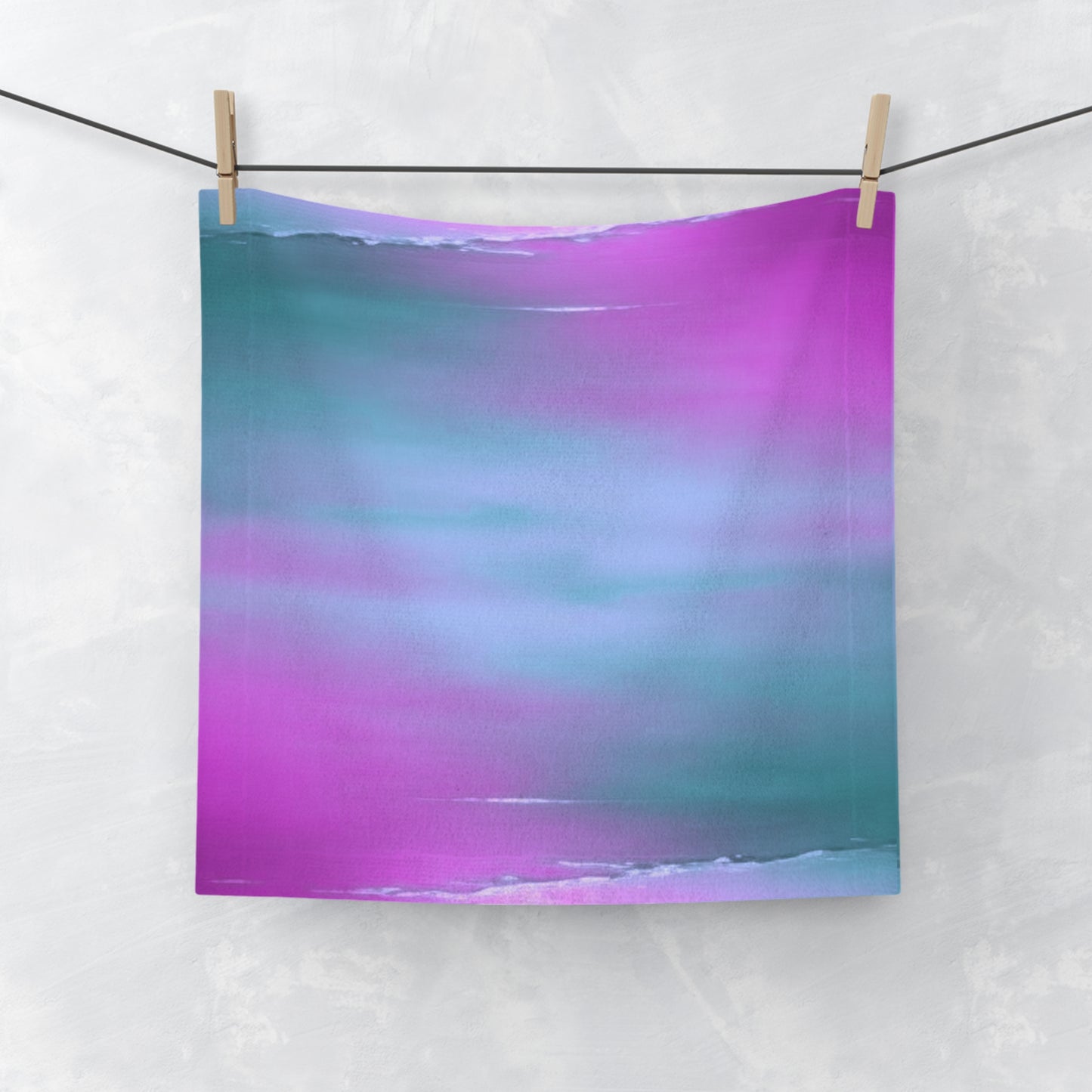 Dark Blue Green Sea Purple Fog Face Towel, 13" x 13"
