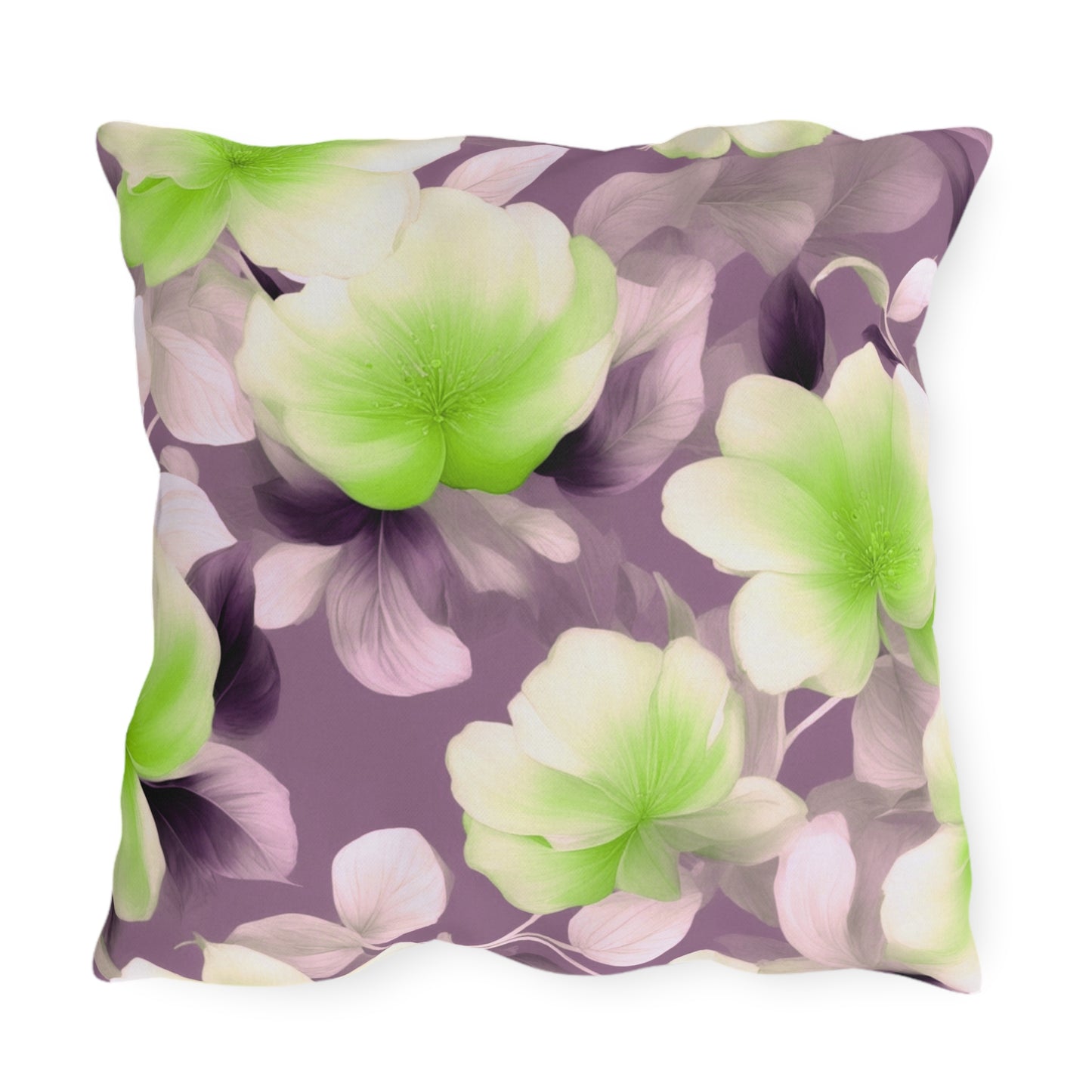 Lime Lavender Floral Bunch 20" x 20" Outdoor Pillow