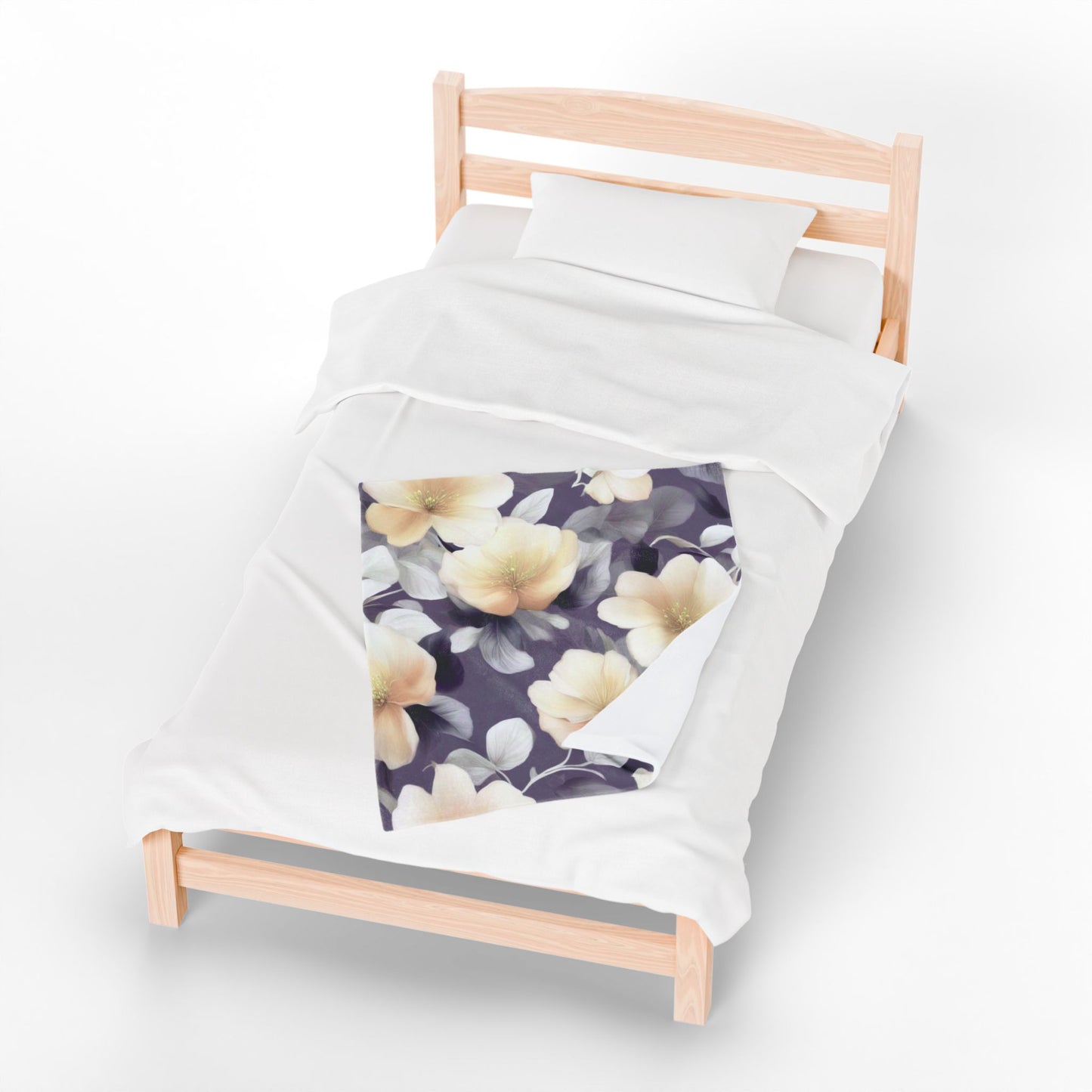 White Blush Floral Bunch Velveteen Plush Blanket, 30" x 40"