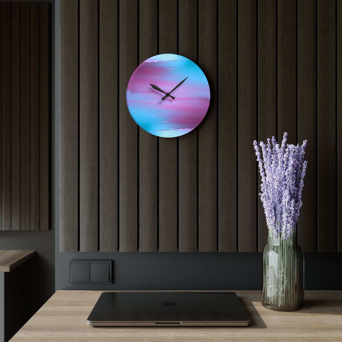 Wine Sea Blue Fog Acrylic Wall Clock, Round or Square, 10.75" x 10.75"