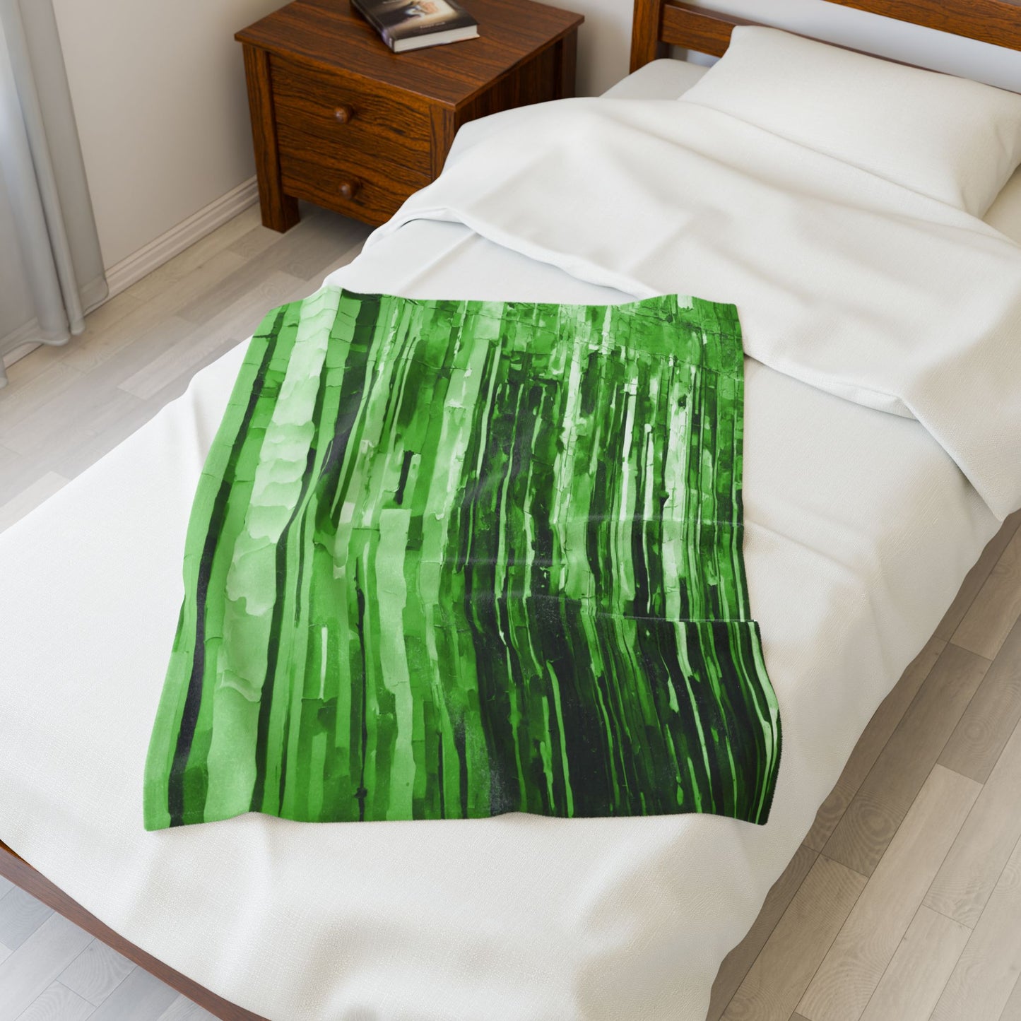 Striped Mint Pastel Velveteen Plush Blanket, 30" x 40"