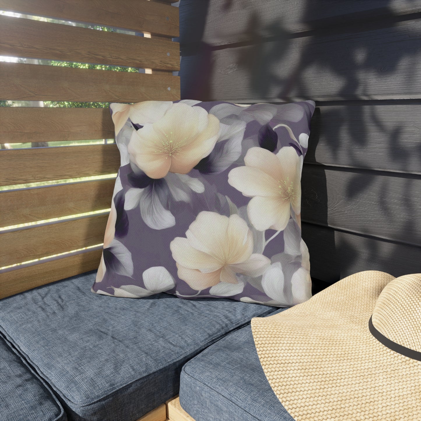 White Blush Floral Bunch 18" x 18" Outdoor Pillow