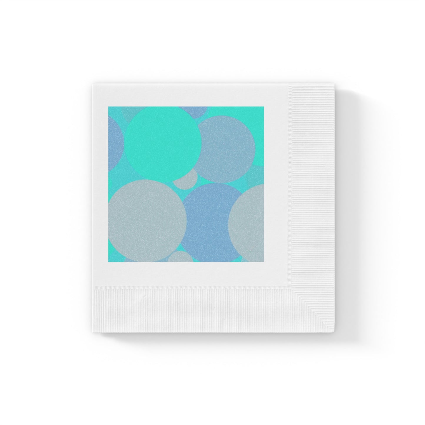Pastel Tan and Tif Patches White Coined Napkins, 4.8" x 4.8"