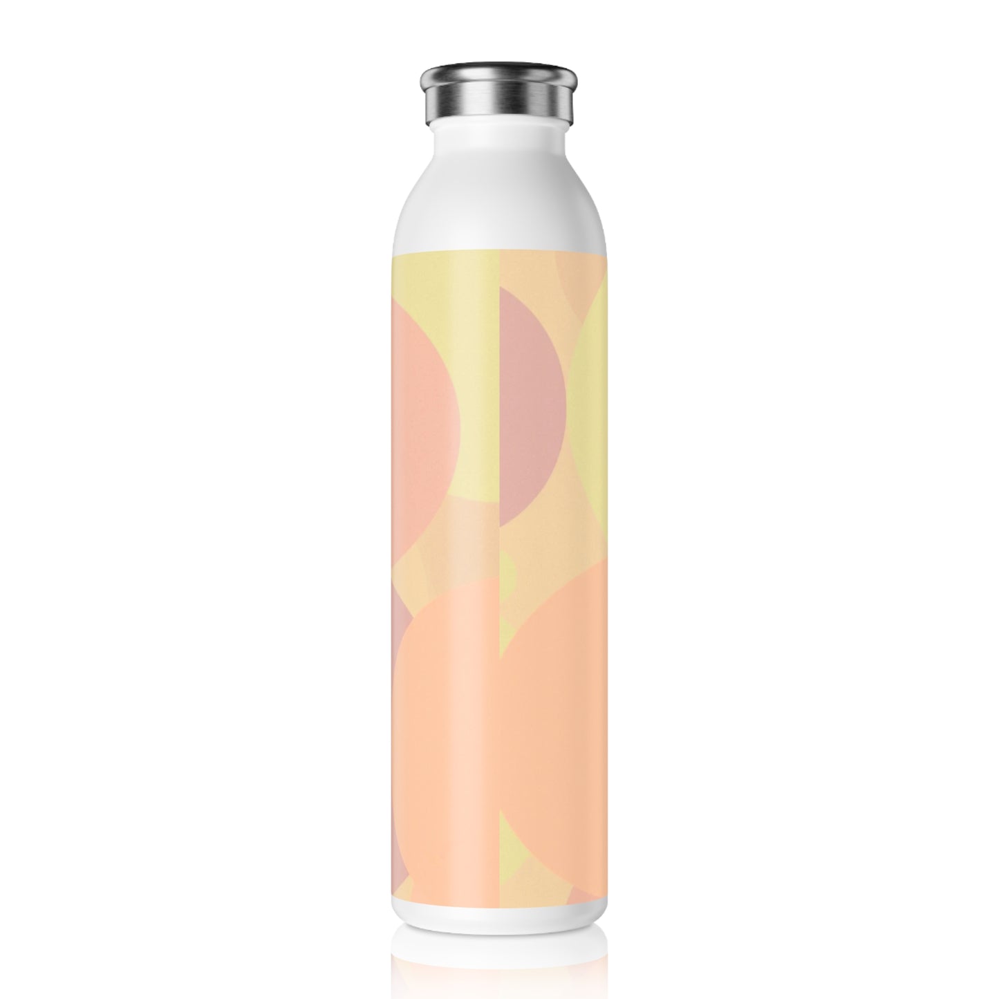 Pastel Hot Peach Patches Slim Water Bottle, 20 oz White
