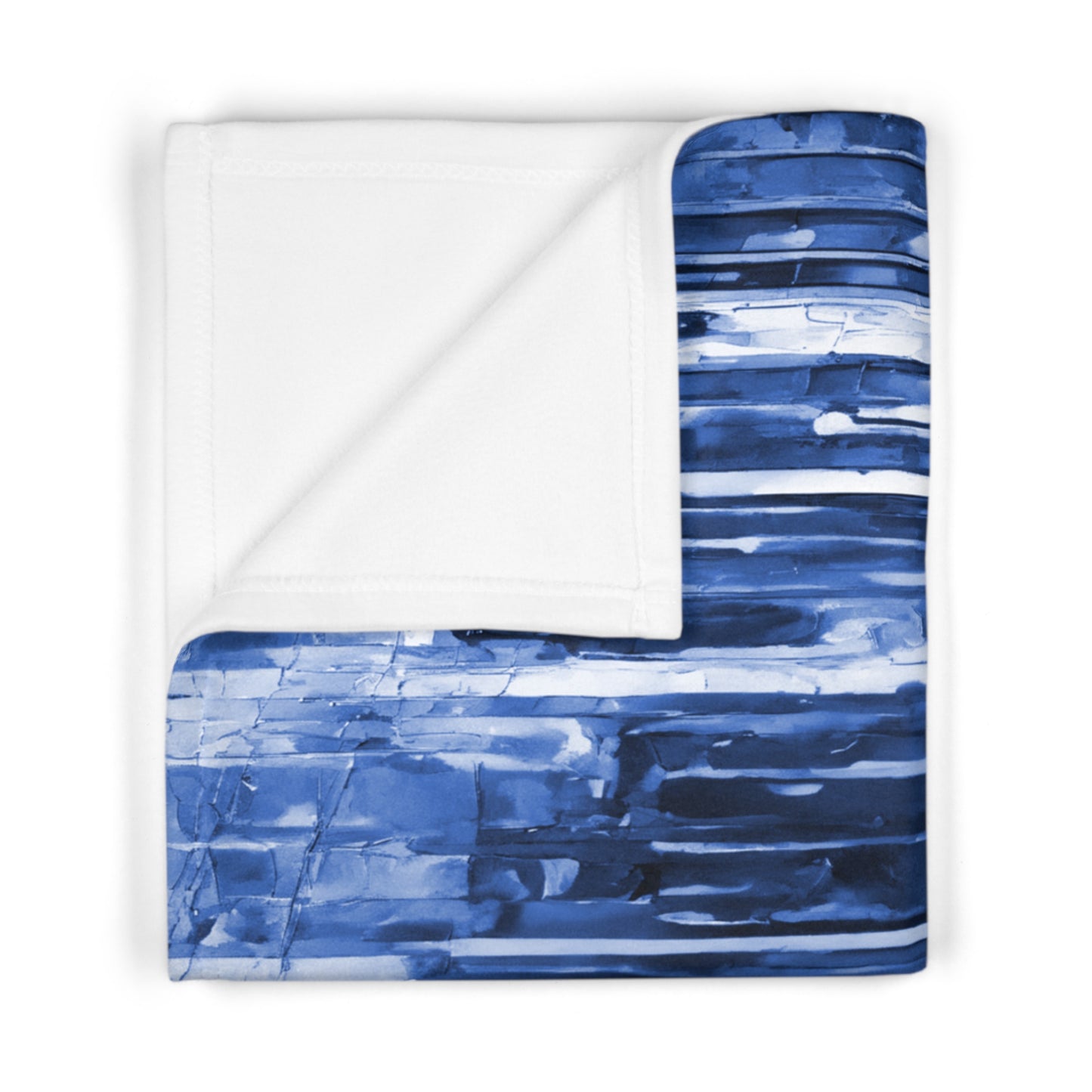 Striped Deep Blue Soft Fleece Baby Blanket, 30" x 40"