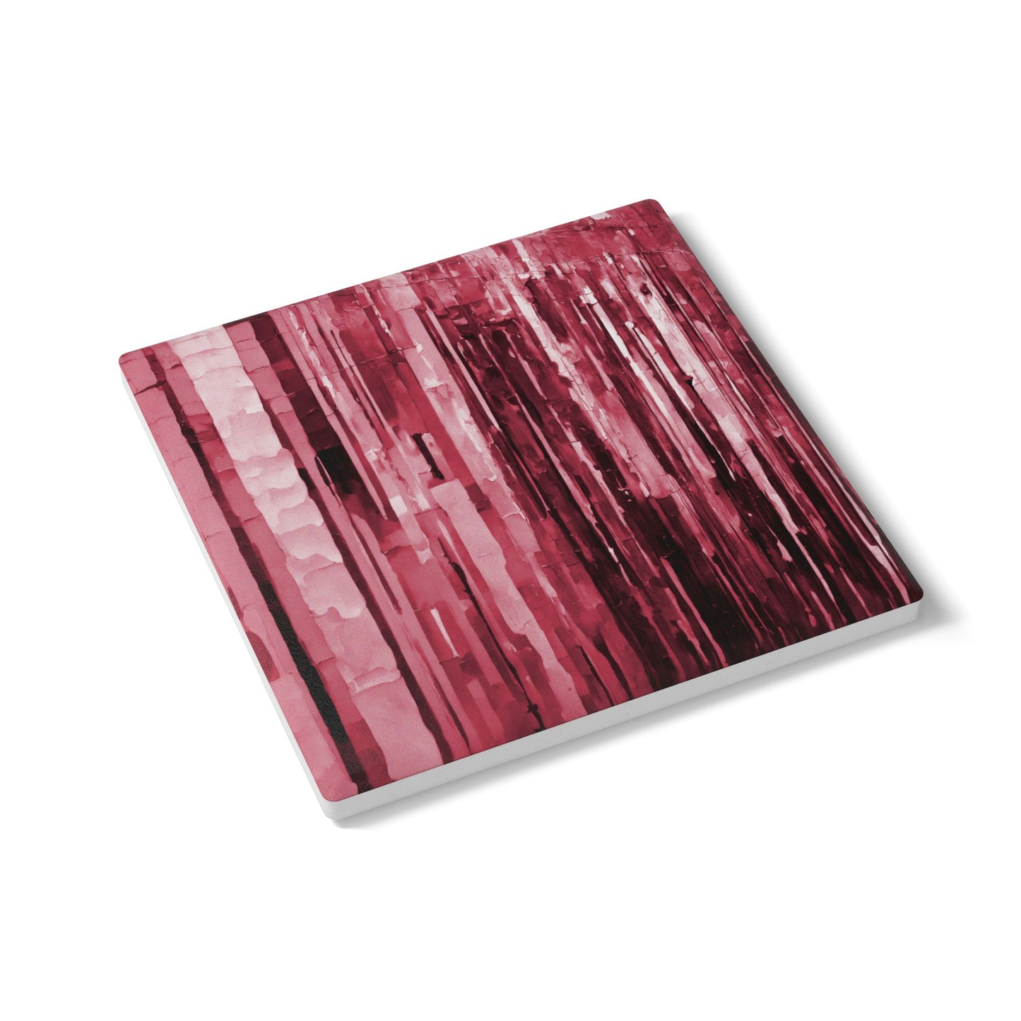 Striped Ruby 4" x 4" Square Ceramic Coaster