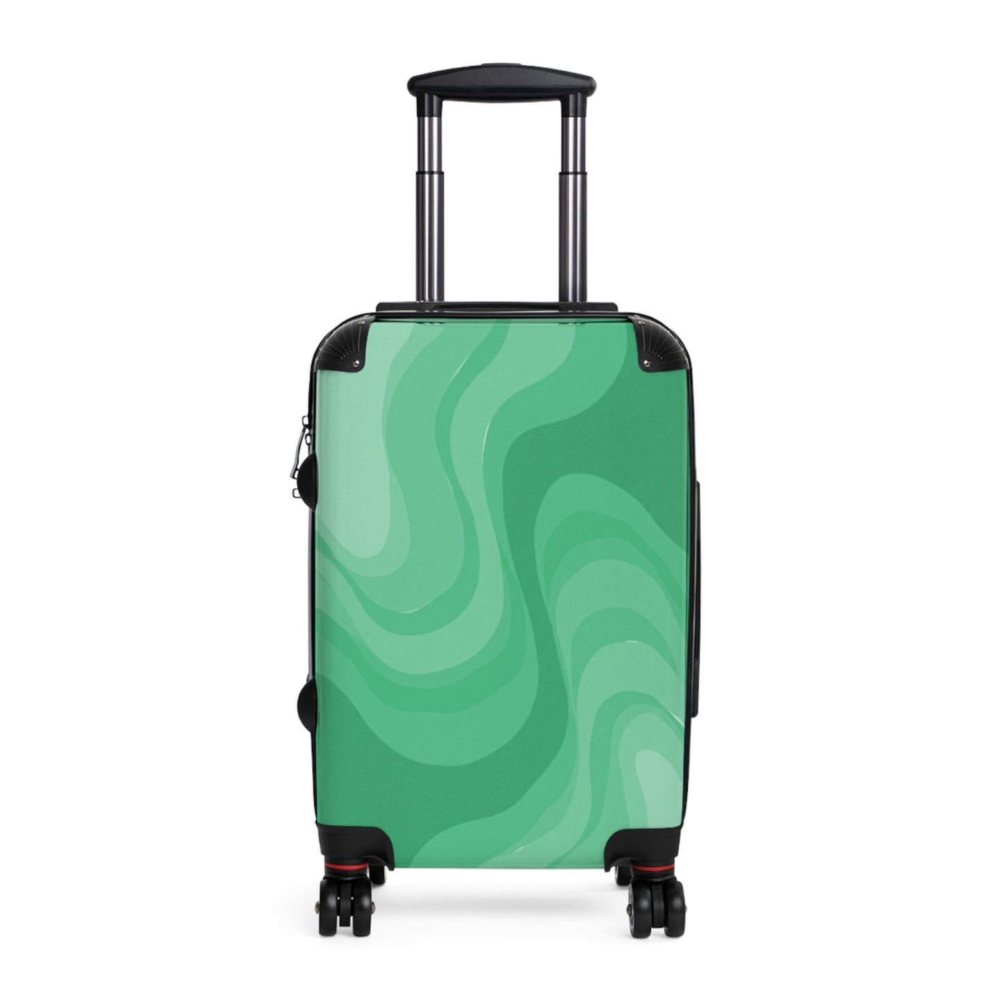 Mint Green Wavey Small Suitcase with built in lock, 4 double-wheels, telescopic handle, and ABS back hard-shell