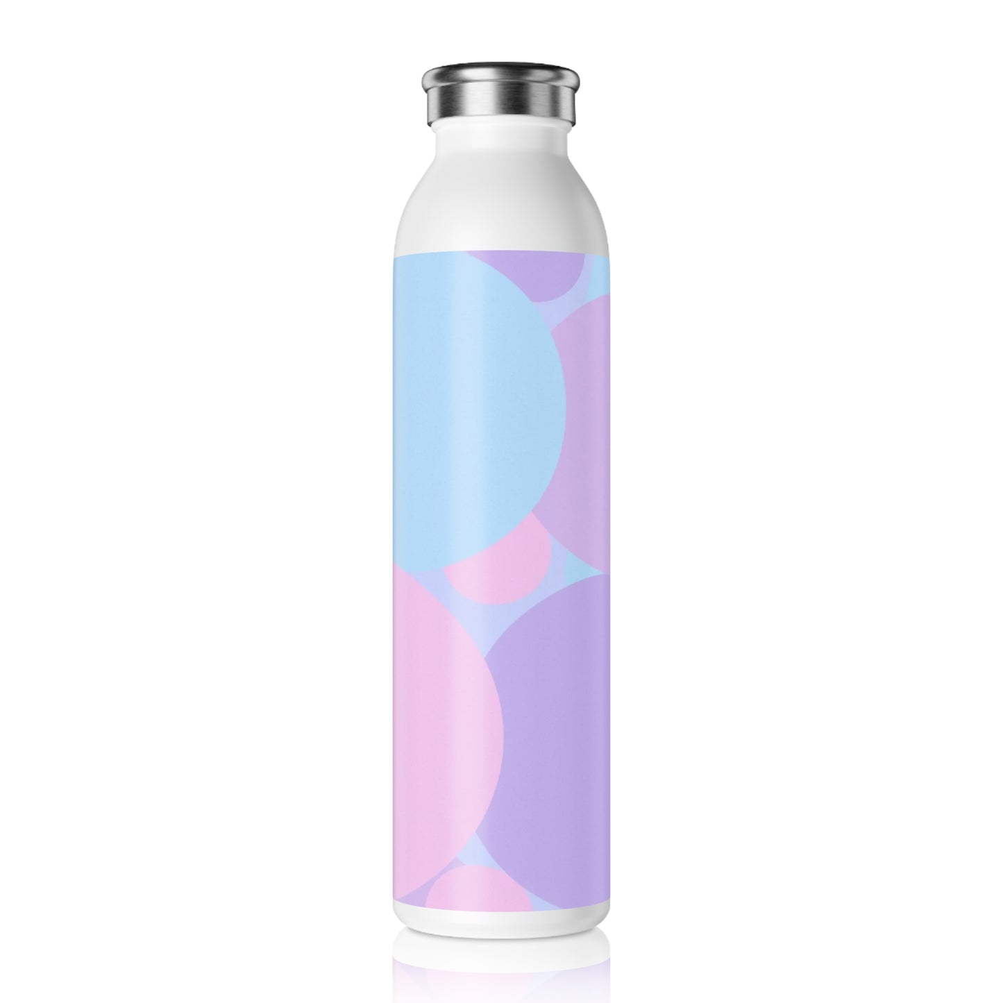 Pastel Purple and Mauve Patches Slim Water Bottle, 20 oz White