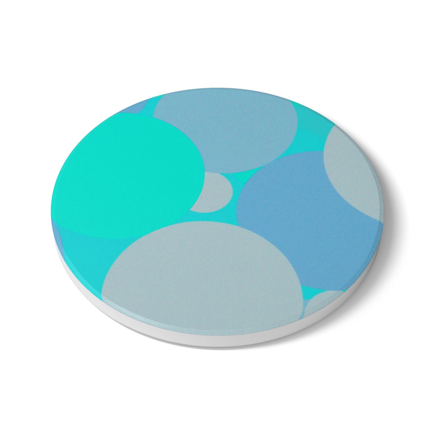 Pastel Tan and Tif Patches 4" x 4" Round Ceramic Coaster