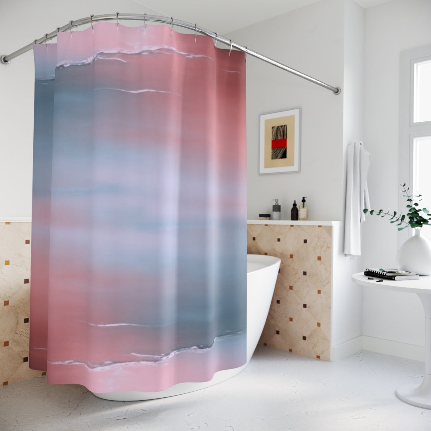 Gray Sea Pink Fog Shower Curtains, 71" x 74"