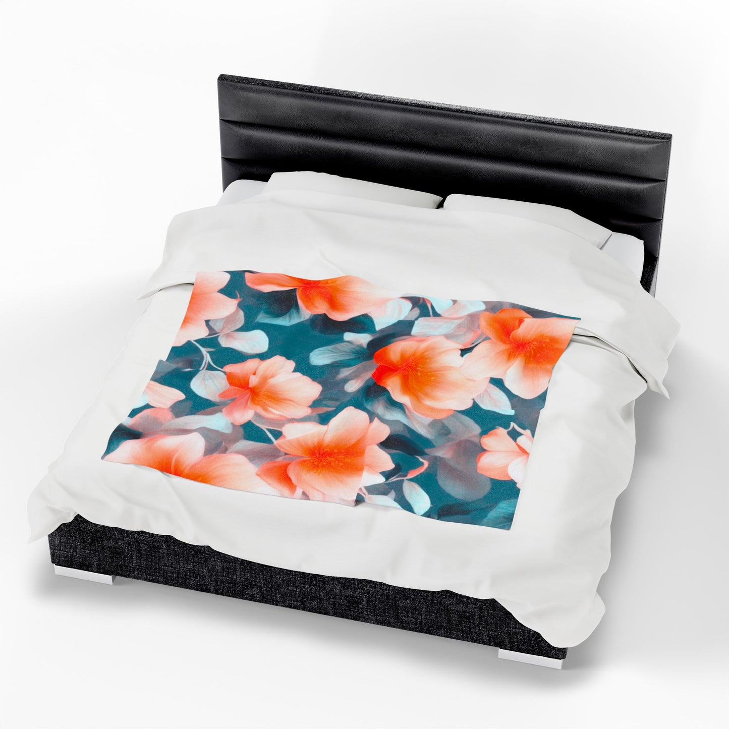 Orange Blossom Floral Bunch Velveteen Plush Blanket, 50" x 60"