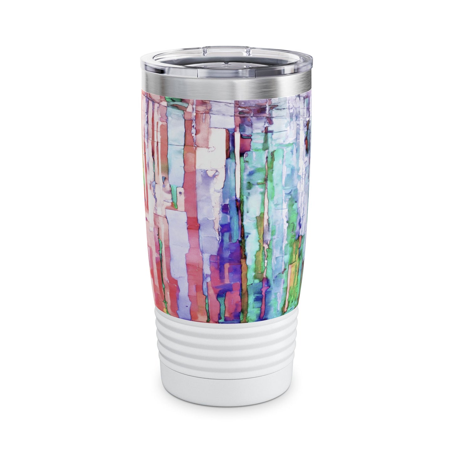 Striped Pastels Ringneck Tumbler, 20oz in white, steel and black