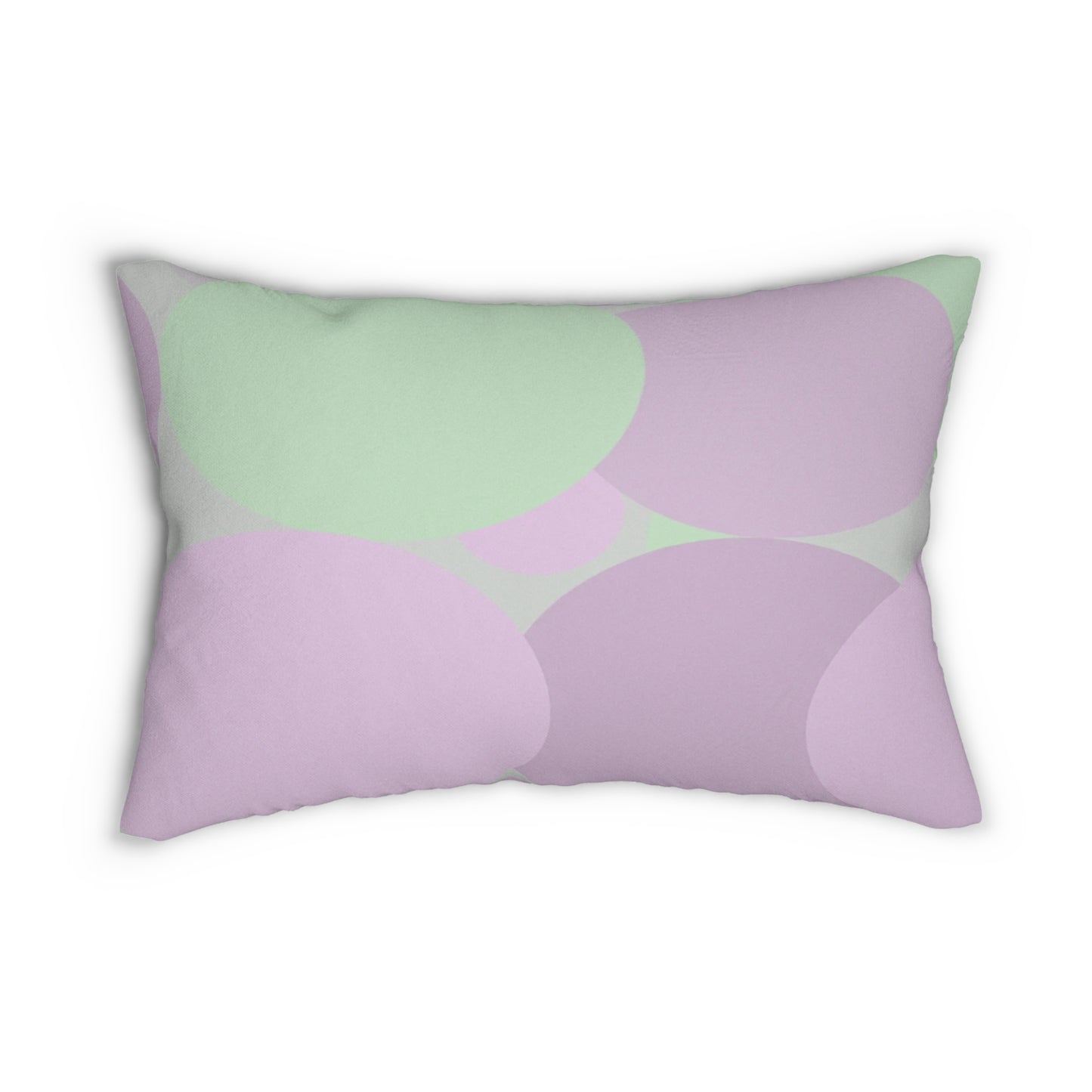 Pastel Lavender Purple and Soft Green Patches Spun Polyester Lumbar Pillow, 20" x 14"
