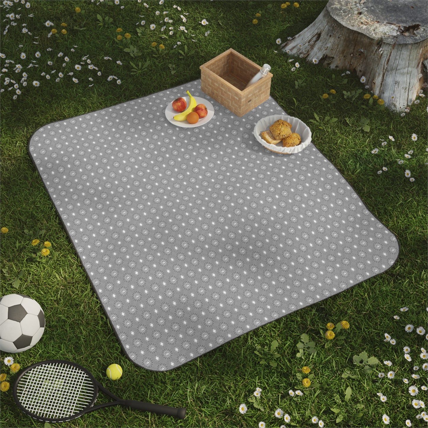 Desaturated Star-crossed Bodies Picnic Blanket, 61" × 51"
