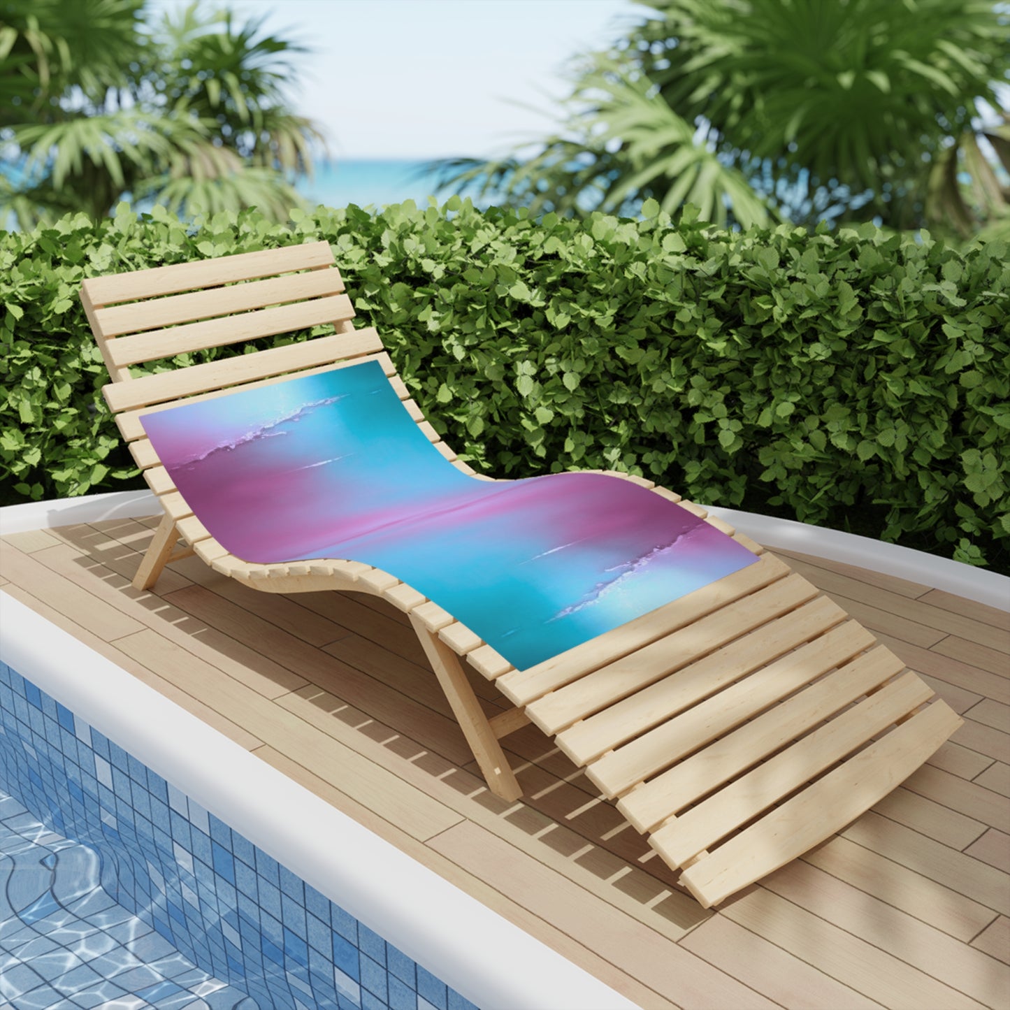 Wine Sea Blue Fog Beach Towel, 24" x 44"