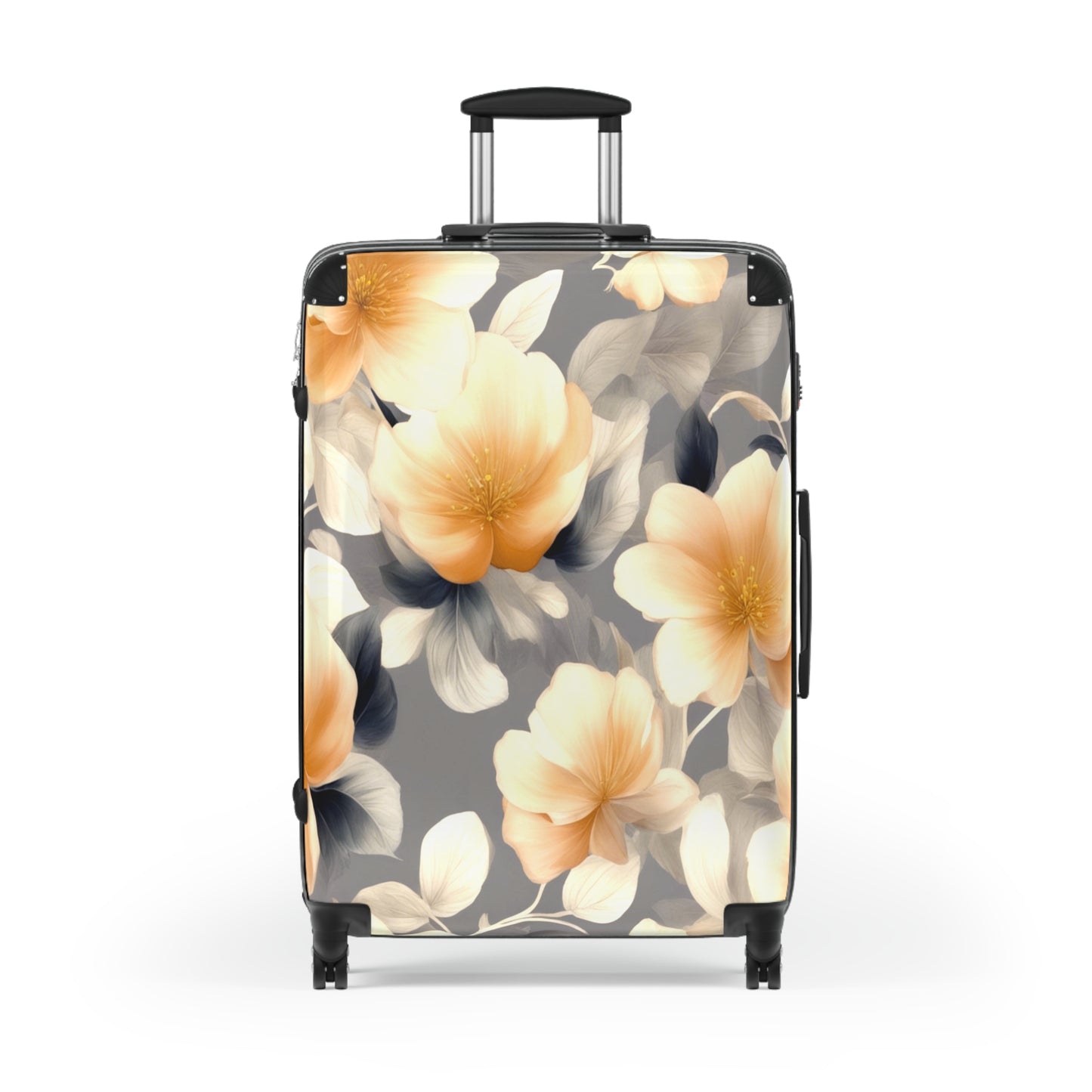 Soft Blossom Floral Bunch Large Suitcase with built in lock, 4 double-wheels, telescopic handle, and ABS back hard-shell