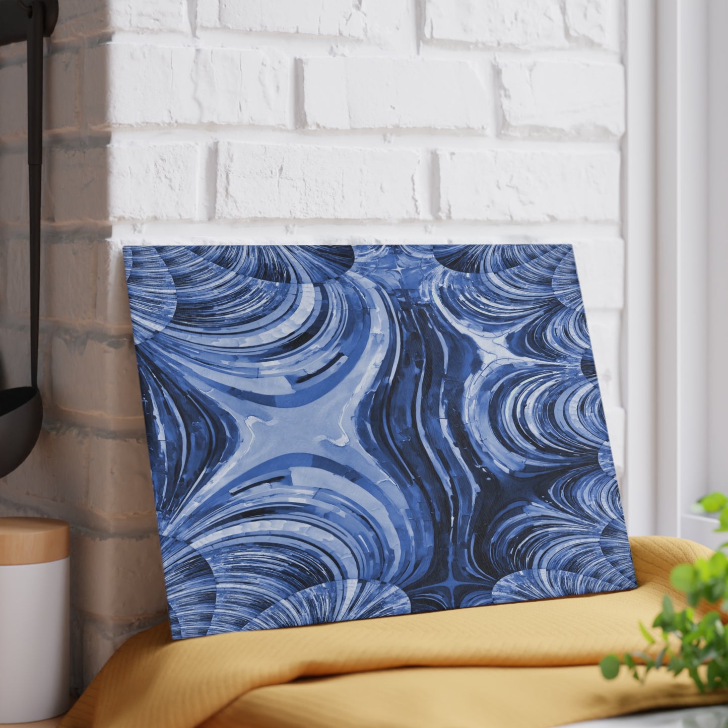Uzi Spiral Deep Blue Pastel 8" x 11" Glass Cutting Board