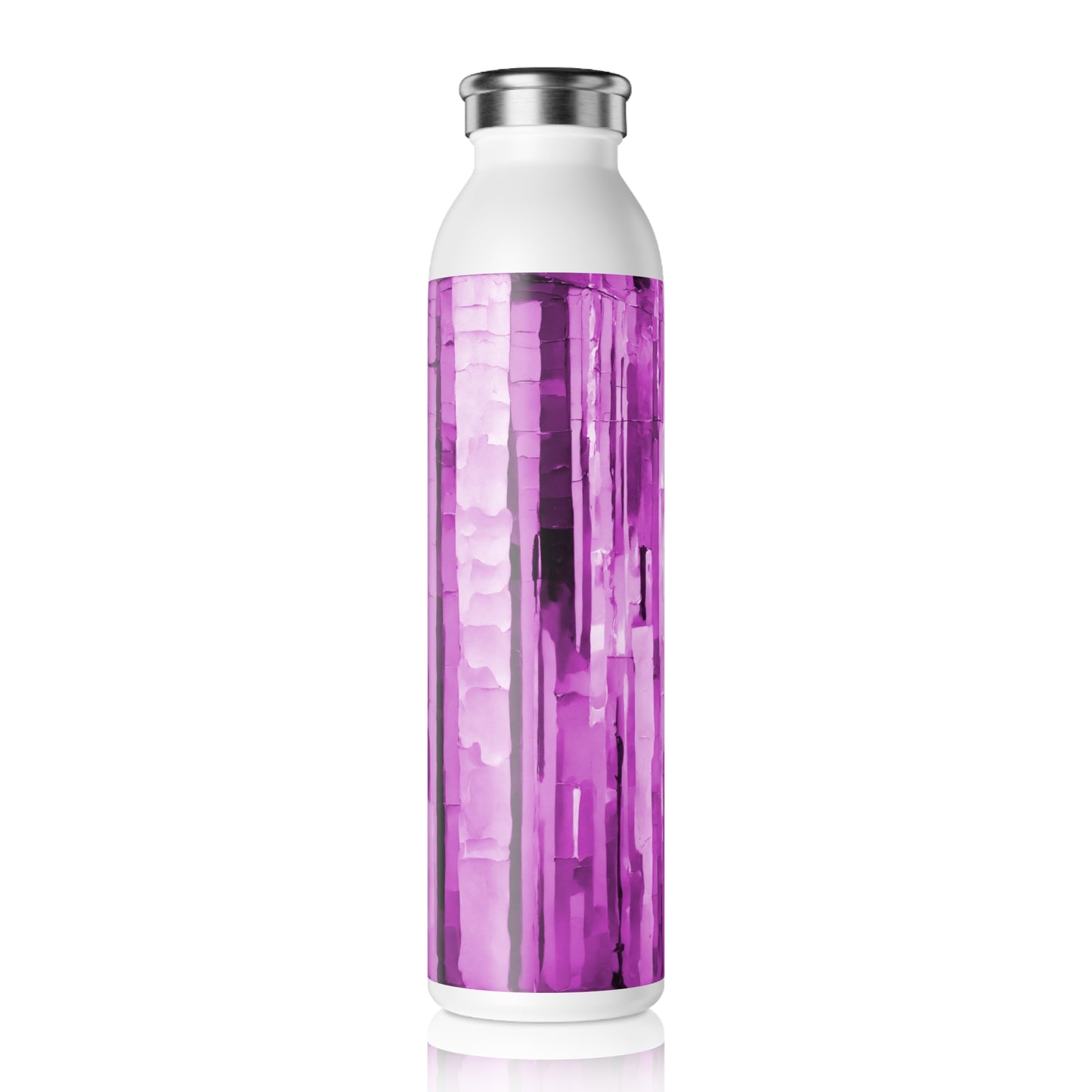 Striped Powder Lavender Slim Water Bottle, 20 oz White