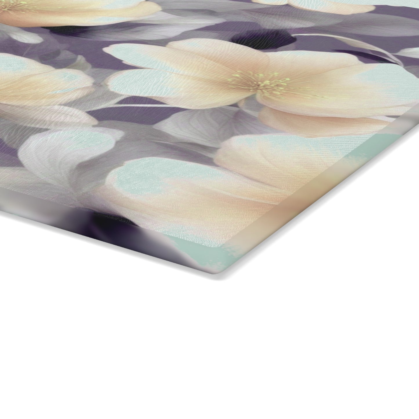 White Blush Floral Bunch Glass Cutting Board, 11" x 15"