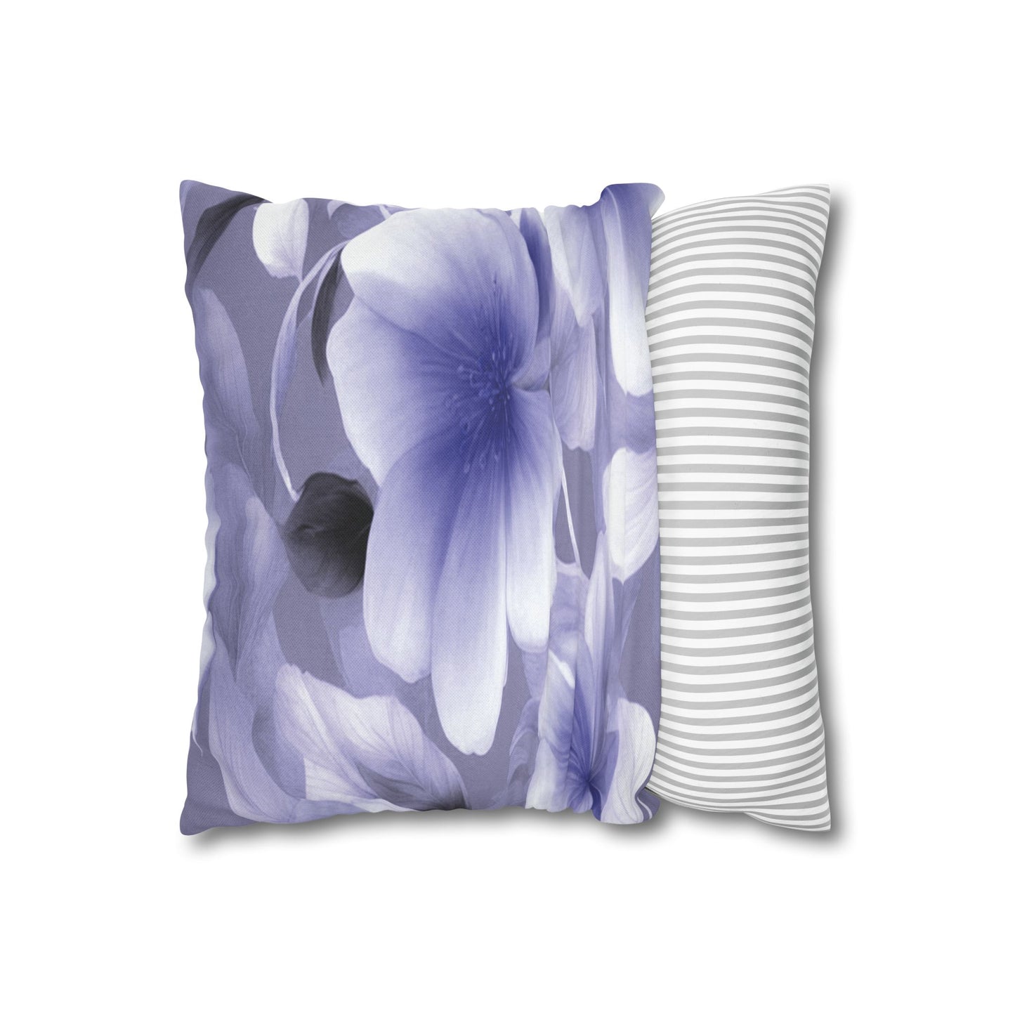 Indigo Blossom Floral Bunch Spun Polyester Square Pillowcase, 14" x 14"