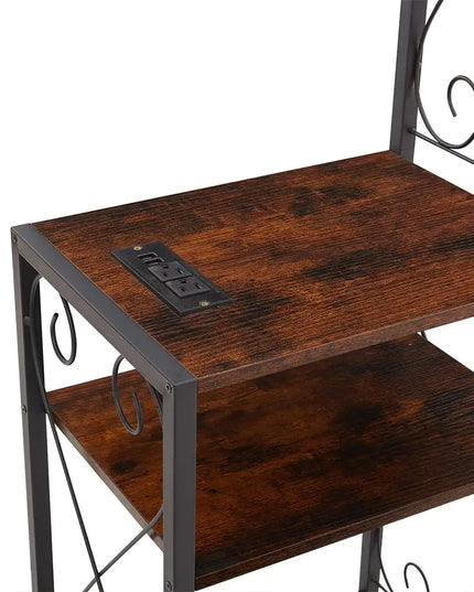 Queen Size Metal Storage Headboard,with Charging Stations,2 Nightstands And Storage Shelves,for Bedroom