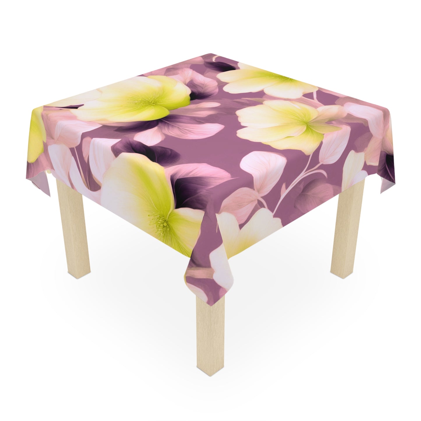 Lemon Blossom Floral Bunch Tablecloth, 55" x 55"