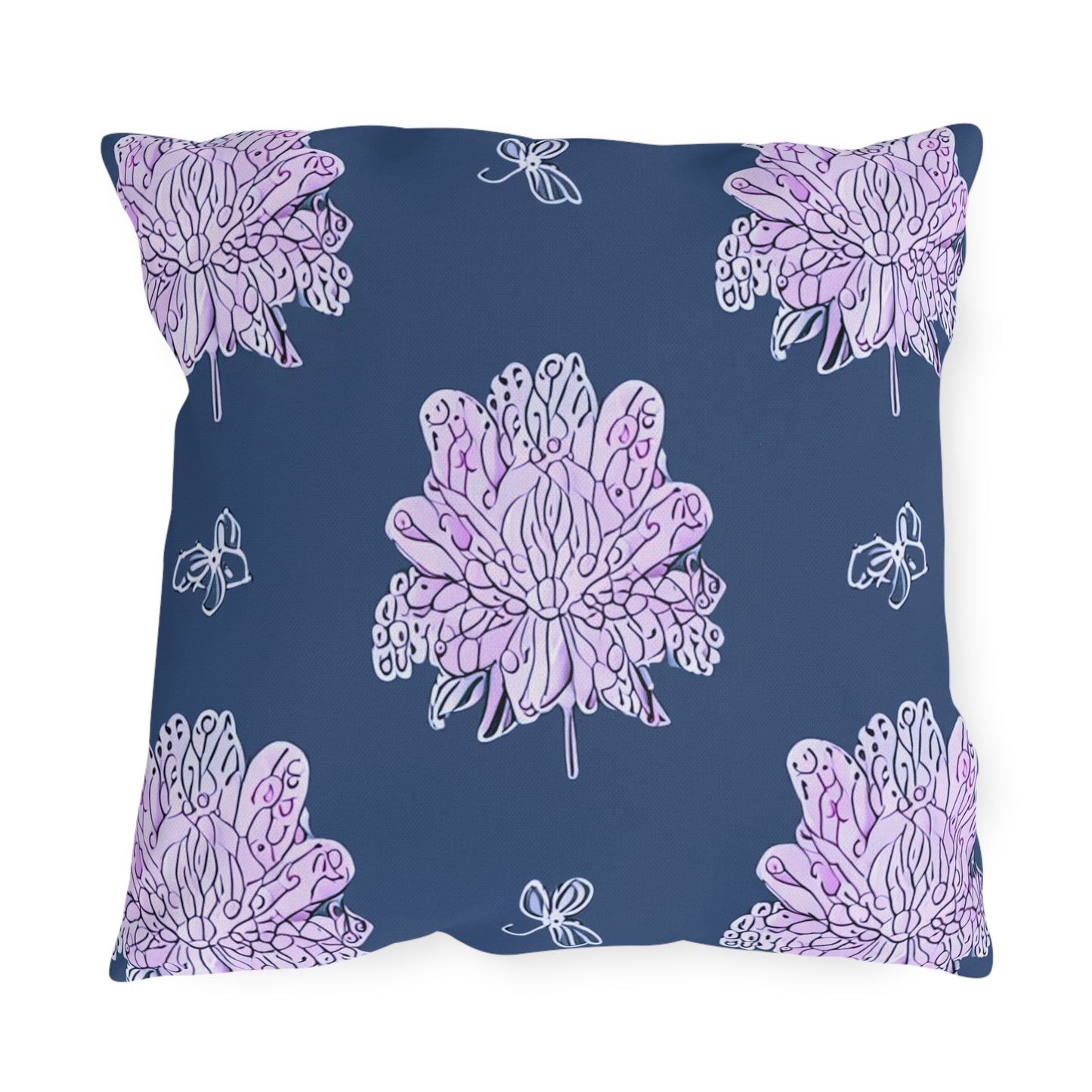 Purple White Floral Butterflies 18" x 18" Outdoor Pillow