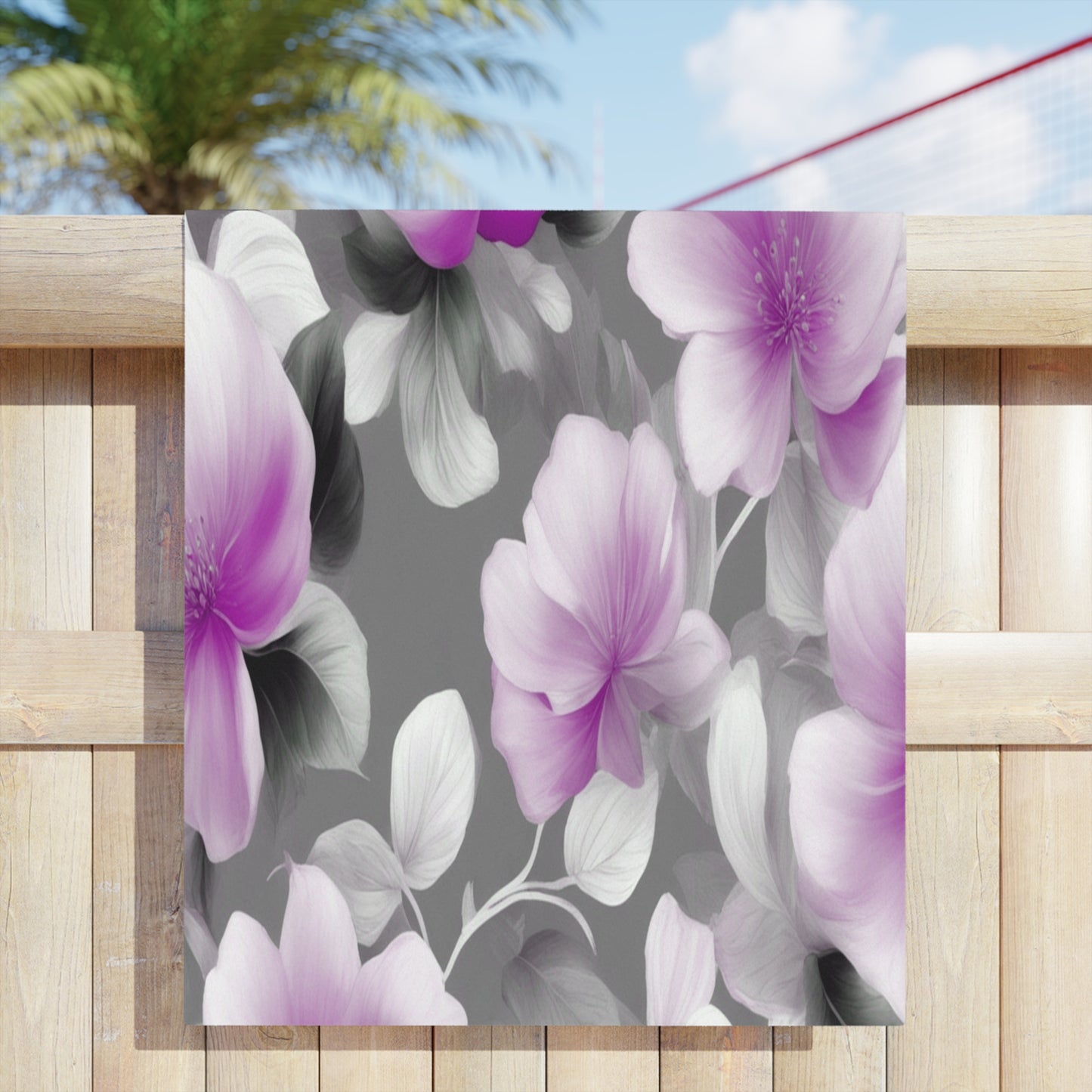 Purple Blossom Floral Bunch Beach Towel, 30" x 60"