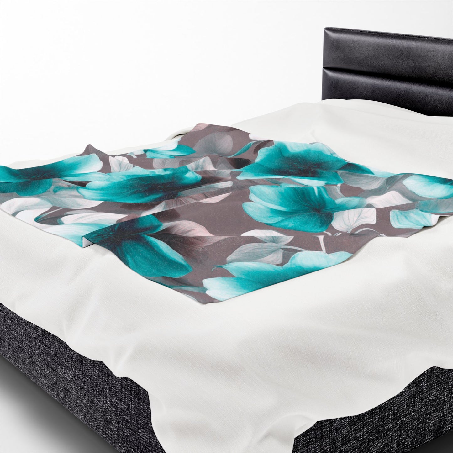 Tif Green Gray Floral Bunch Velveteen Plush Blanket, 50" x 60"