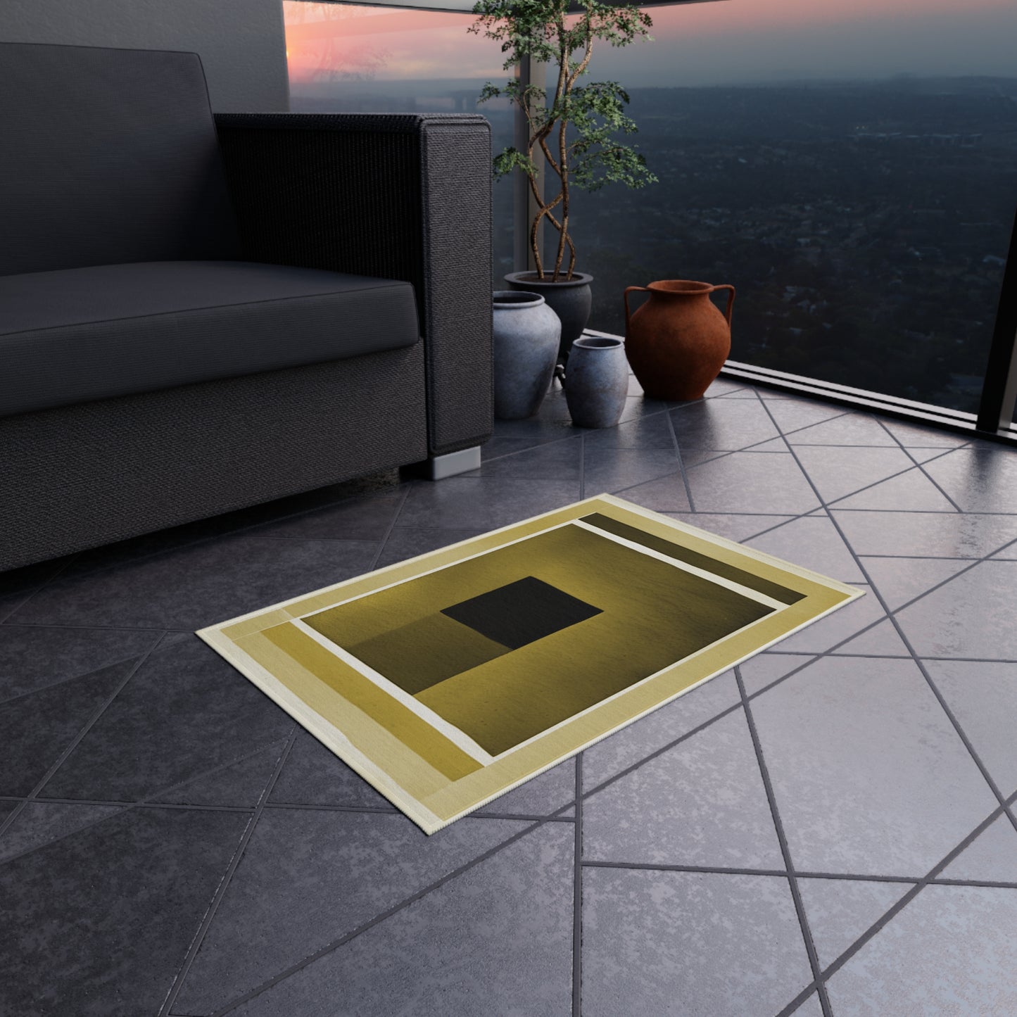 Tan Shadow Outdoor Rug, 24" x 36"