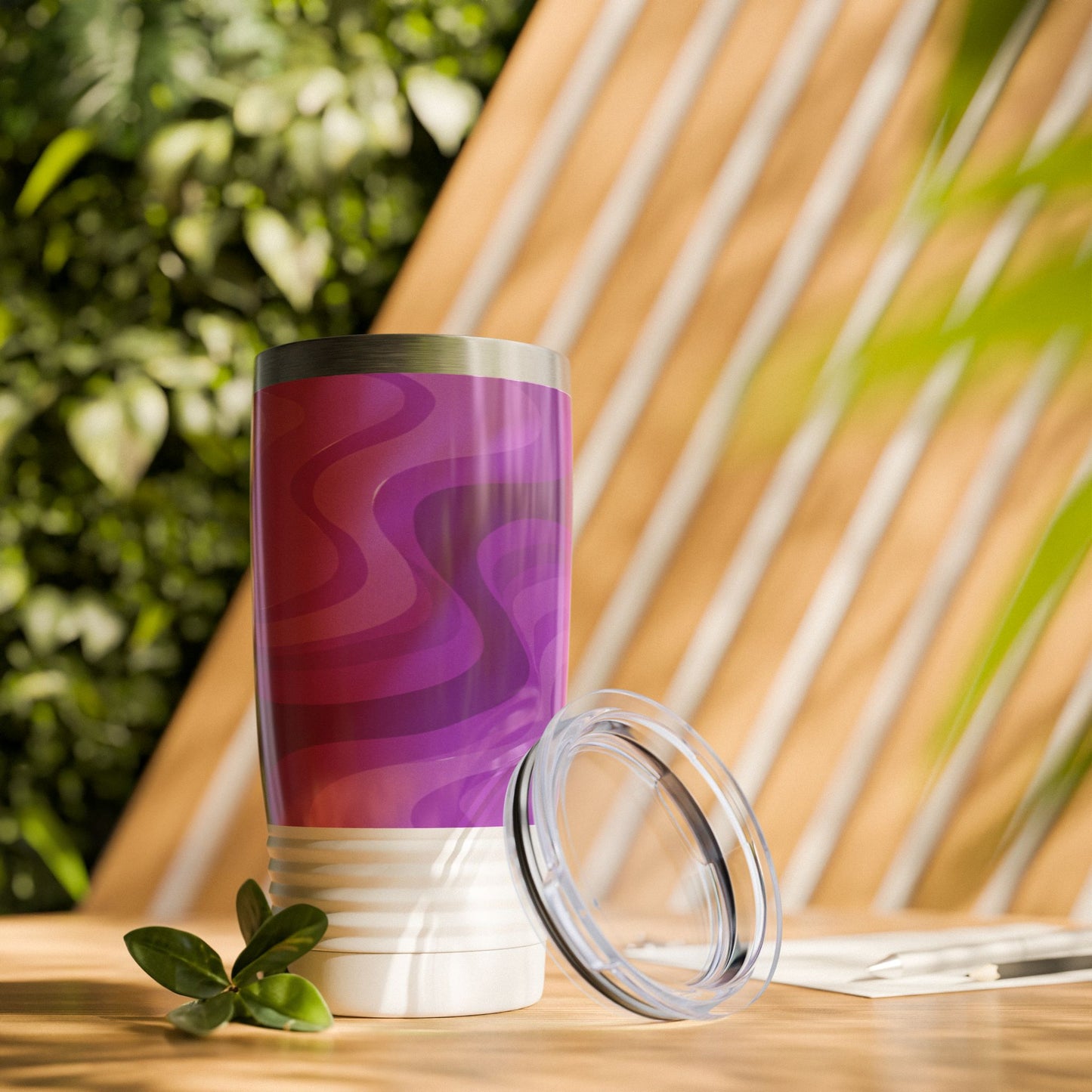 Wavey Purple Wavey Ringneck Tumbler, 20oz in white, steel and black