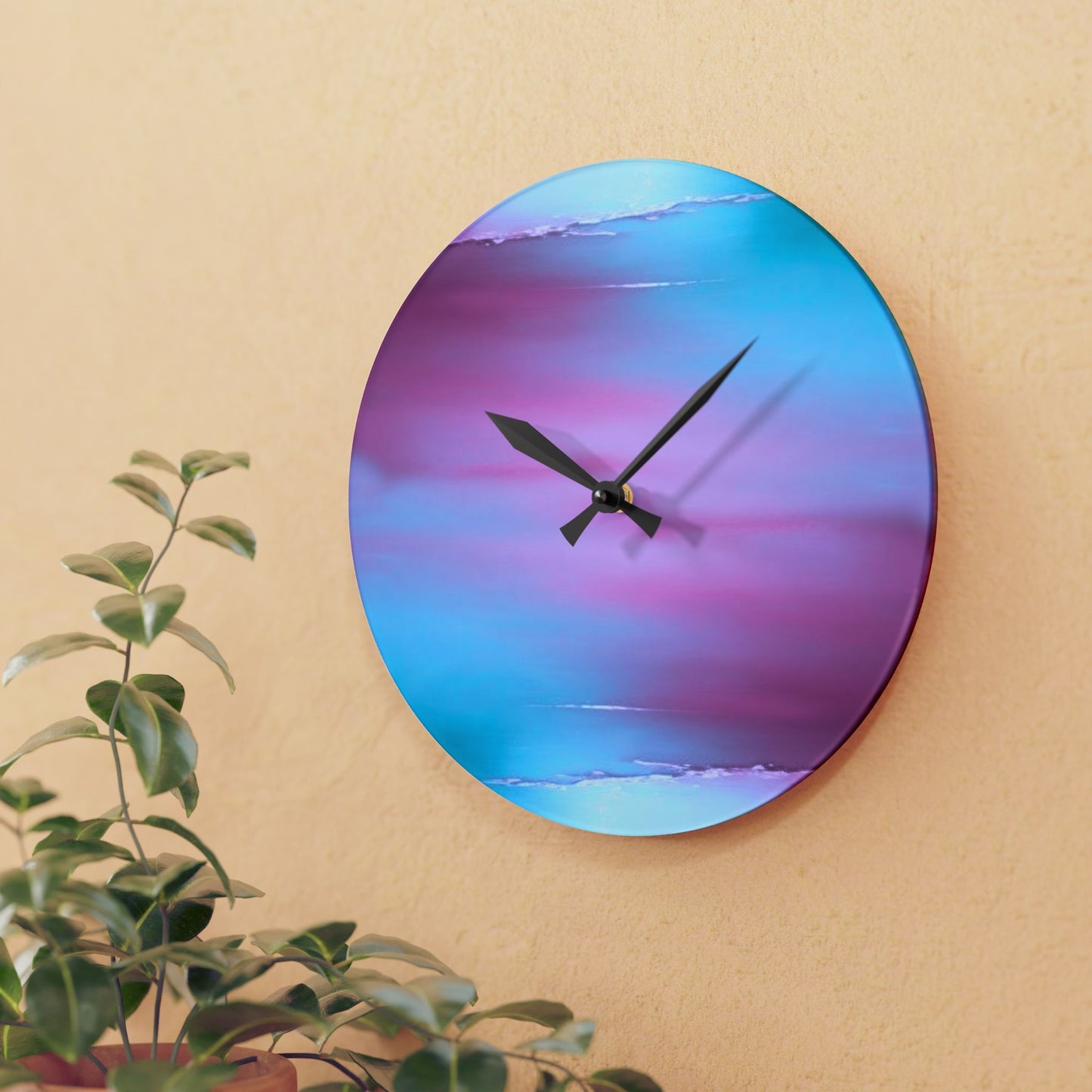 Wine Sea Blue Fog Acrylic Wall Clock, Round or Square, 10.75" x 10.75"
