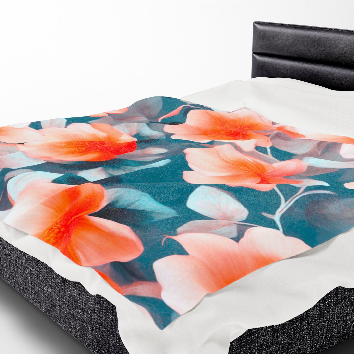 Orange Blossom Floral Bunch Velveteen Plush Blanket, 60" x 80"