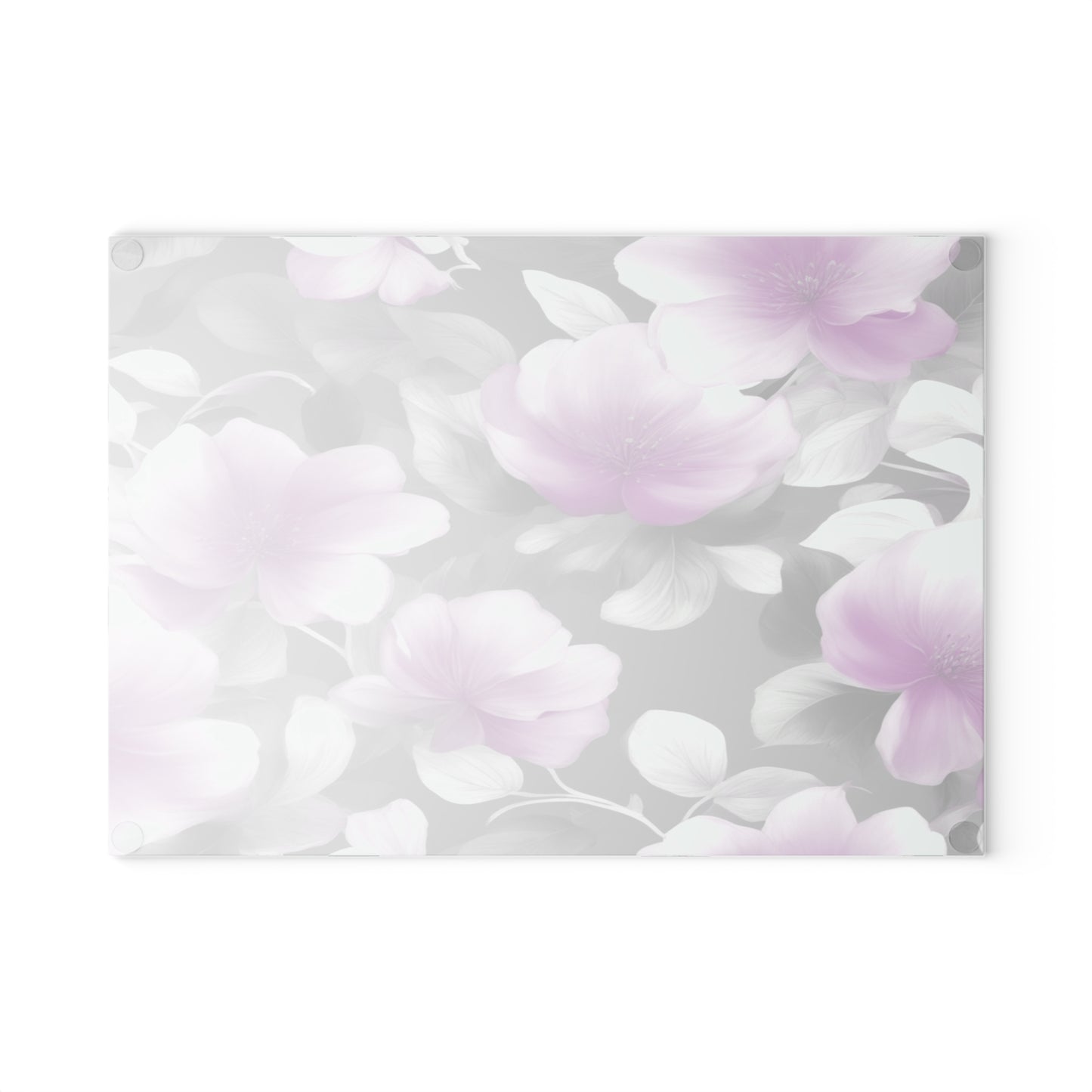 Purple Blossom Floral Bunch Glass Cutting Board, 8" x 11"