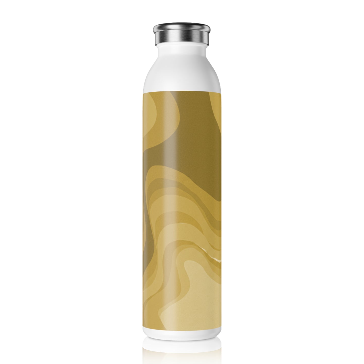 Brown Wavey Slim Water Bottle, 20 oz White