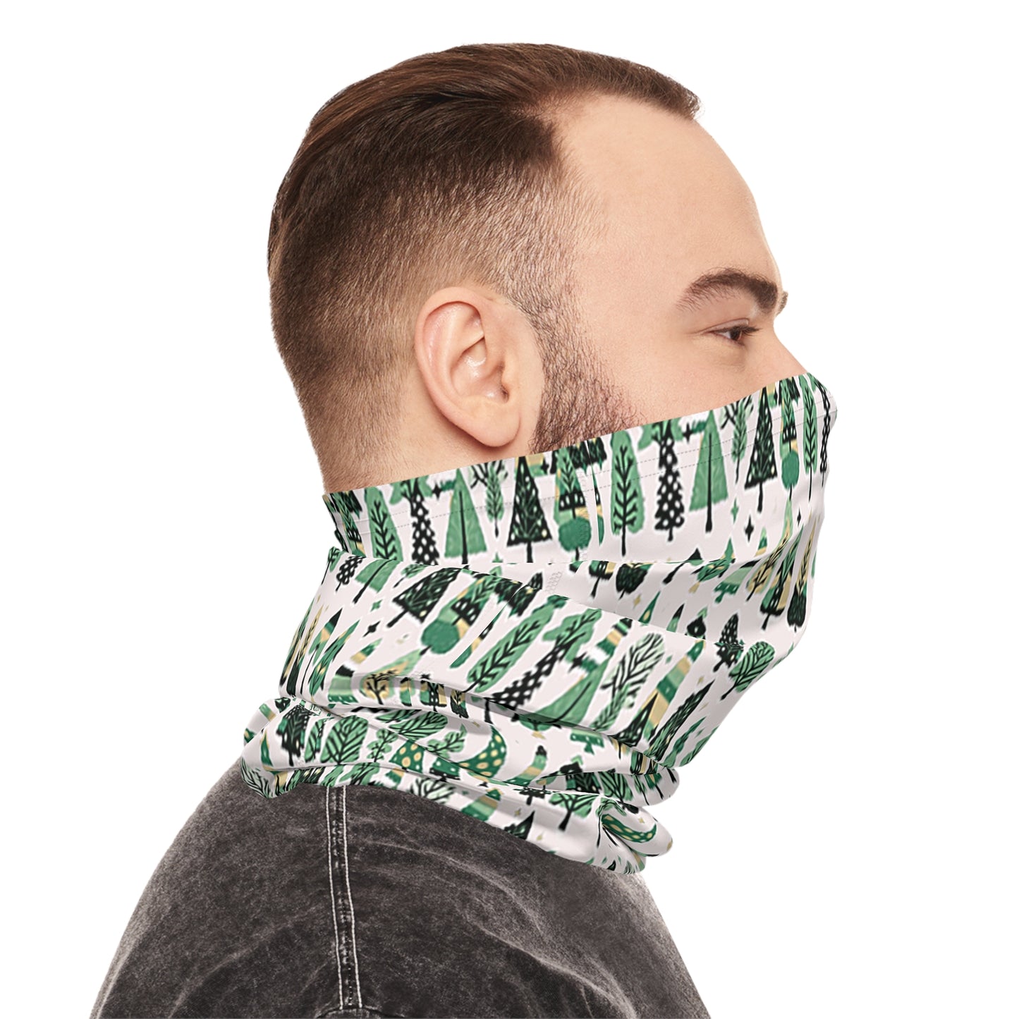 Mini Vintage Green Trees Midweight Neck Gaiter