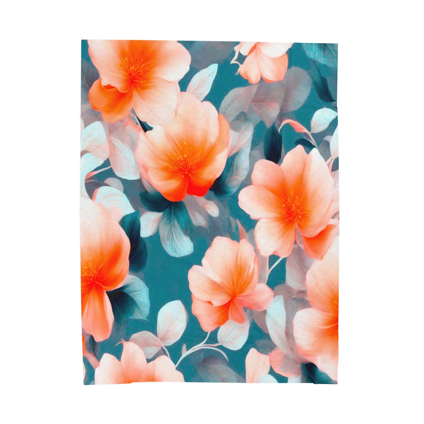 Orange Blossom Floral Bunch Velveteen Plush Blanket, 60" x 80"