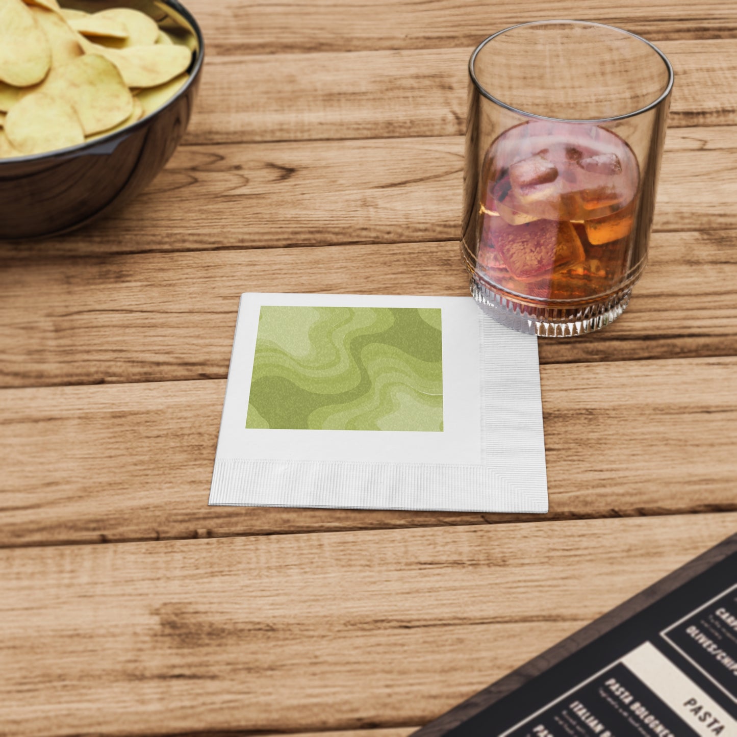 Lemon Wavey White Coined Napkins, 4.8" x 4.8"