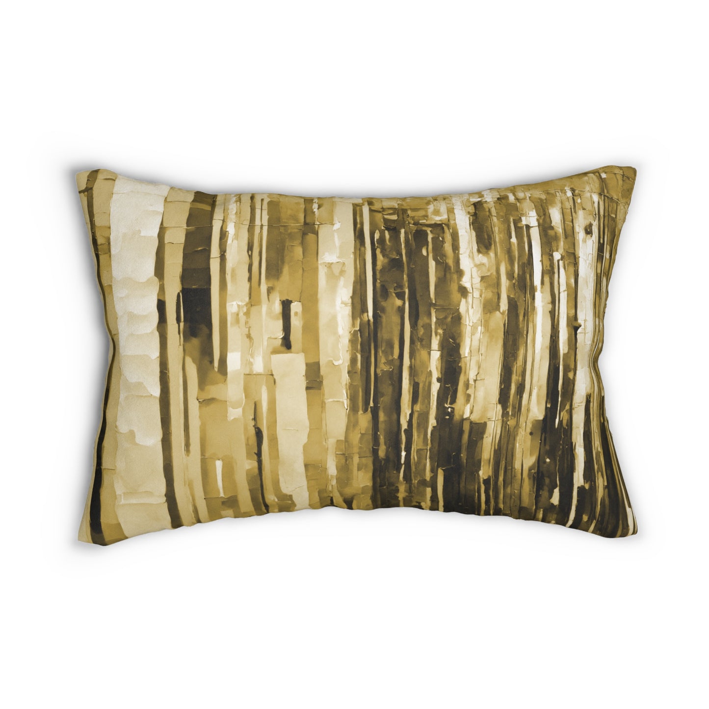 Striped Light Brown Pastel Spun Polyester Lumbar Pillow, 20" x 14"