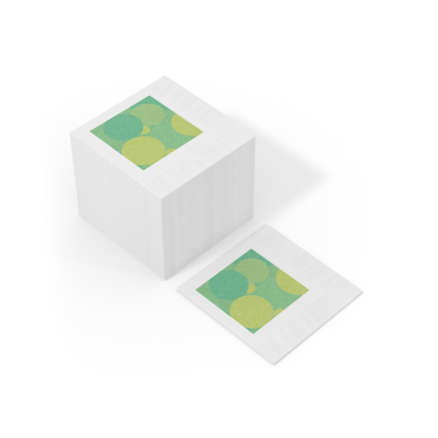 Pastel Green Patches White Coined Napkins, 4.8" x 4.8"