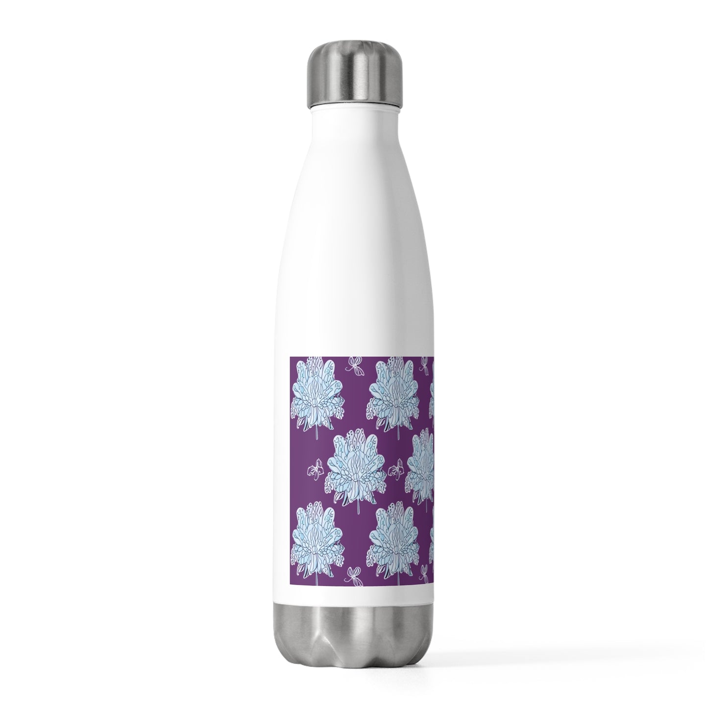 Blue Floral Butterflies 20oz Insulated Water Bottle