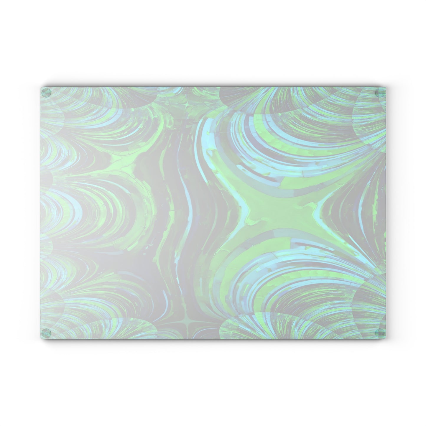 Uzi Spiral Blue Green 11" x 15" Glass Cutting Board