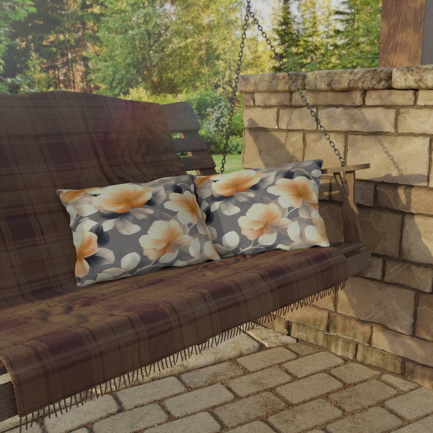 Soft Blossom Floral Bunch Outdoor Pillow, 20" x 14"