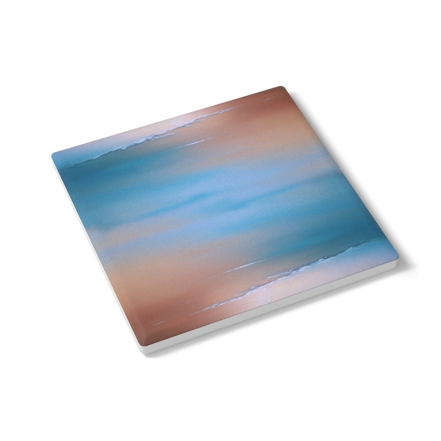 Blue Sea Peach Fog 4" x 4" Square Ceramic Coaster